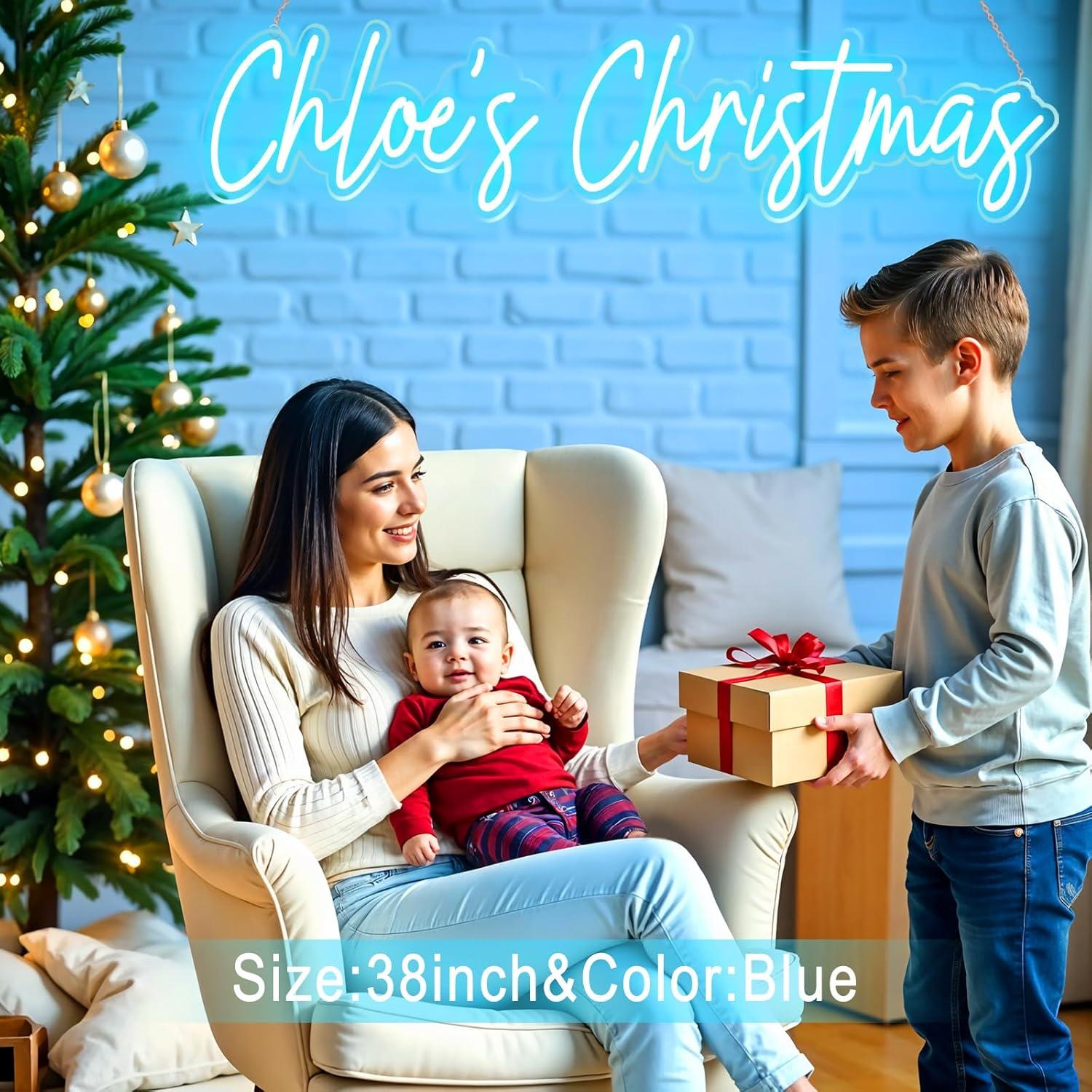 Letrero de Neón Personalizado DOCRAGI 25.4x25.4cm Azul