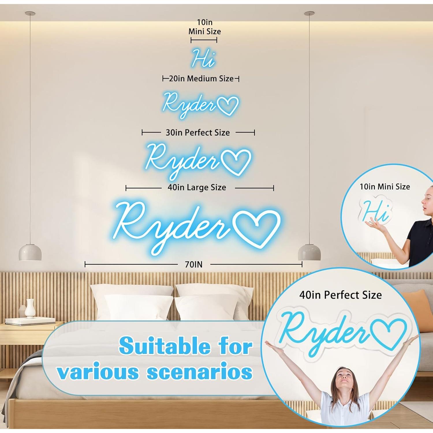 Letrero de Neón Personalizado DOCRAGI 25.4x25.4cm Azul