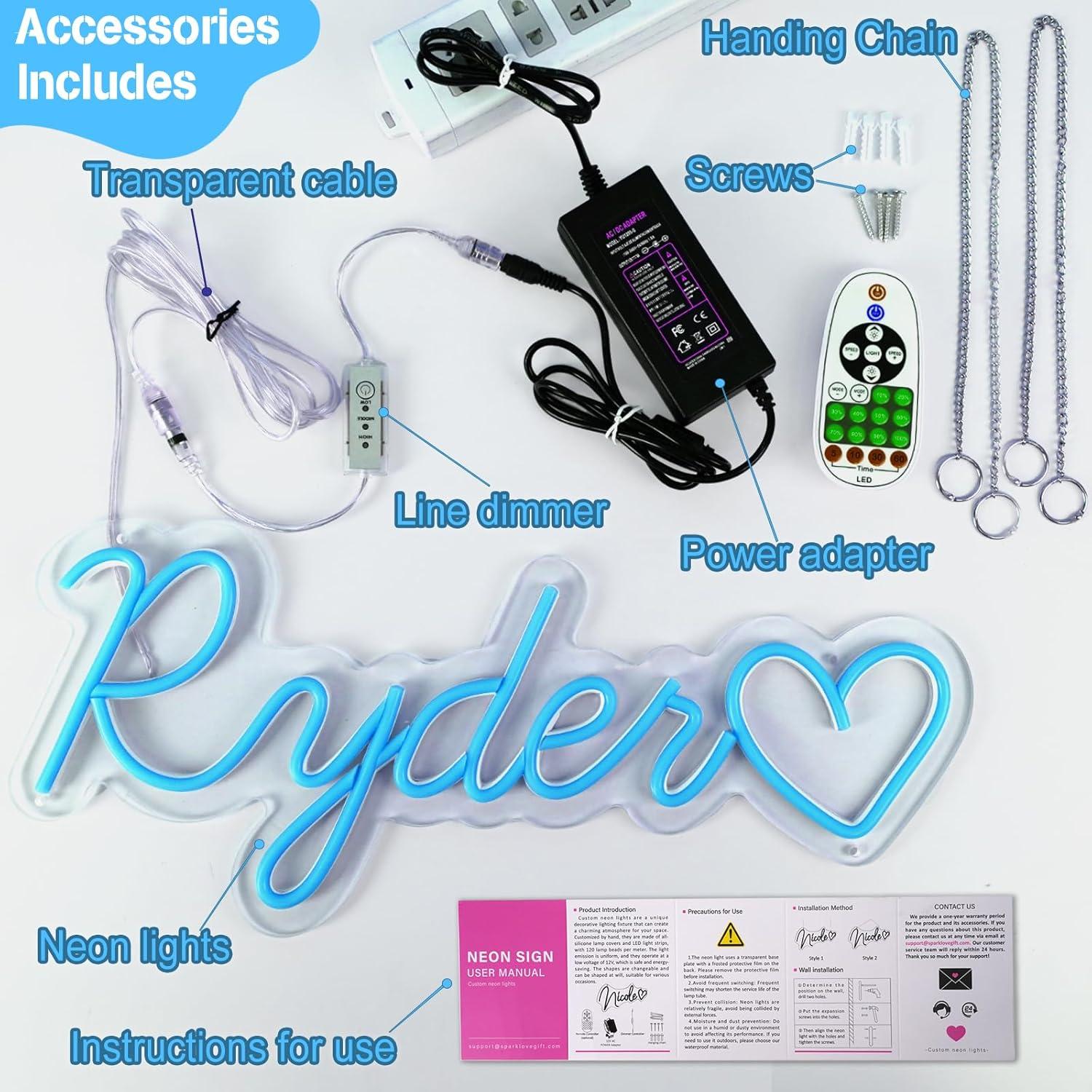 Letrero de Neón Personalizado DOCRAGI 25.4x25.4cm Azul