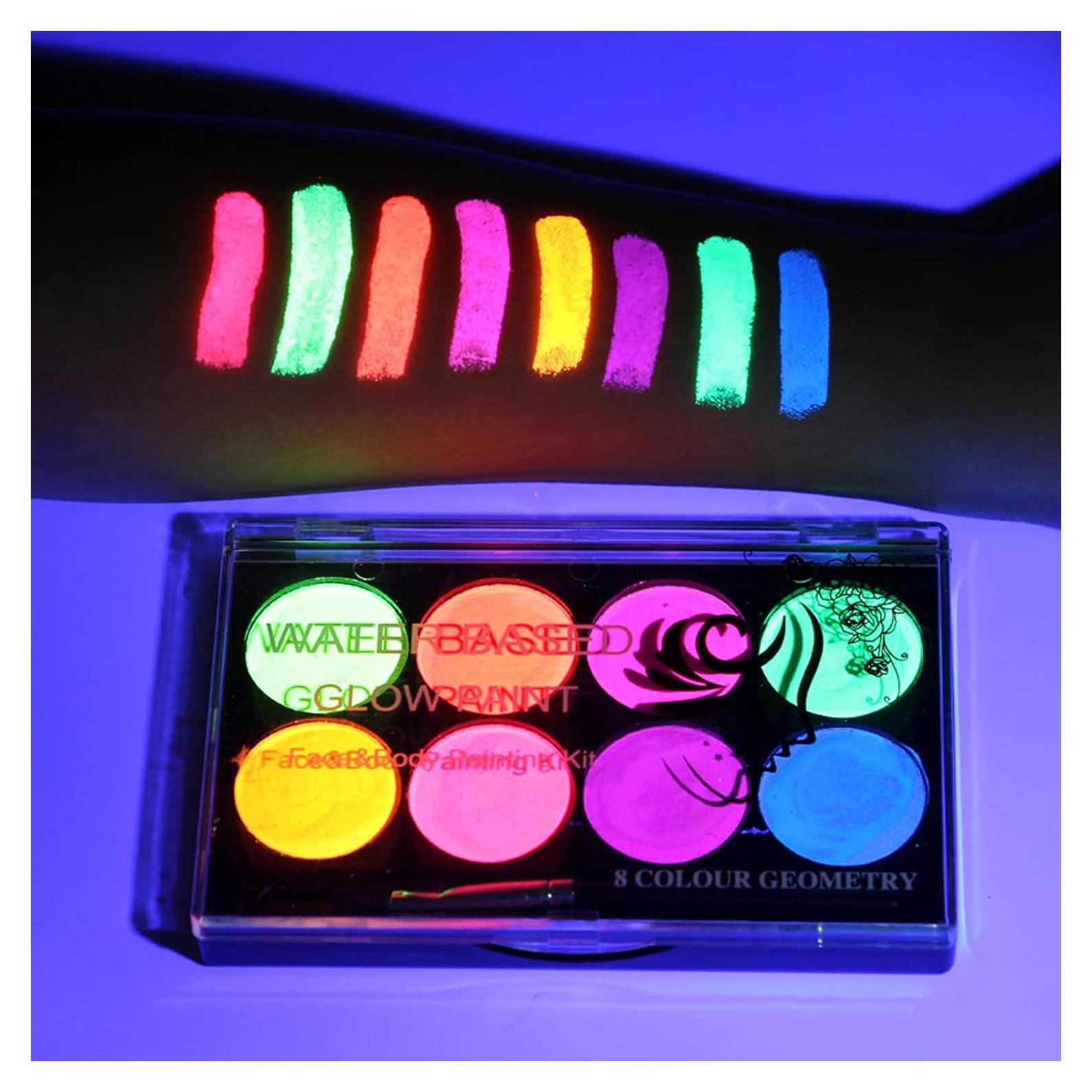 Pintura Facial Neón MEICOLY 8 Colores Brillantes UV Lavable
