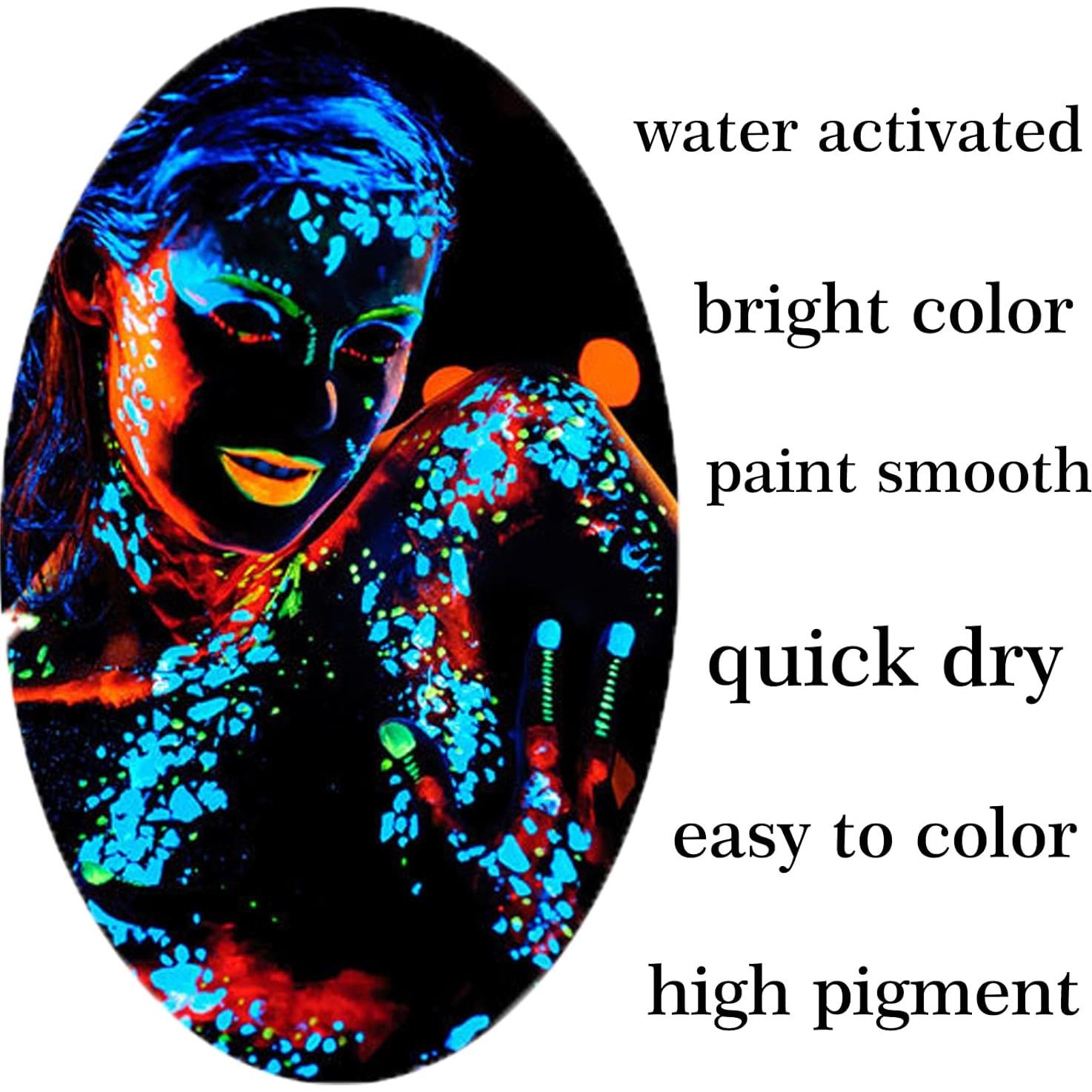 Pintura Facial Neón MEICOLY 8 Colores Brillantes UV Lavable