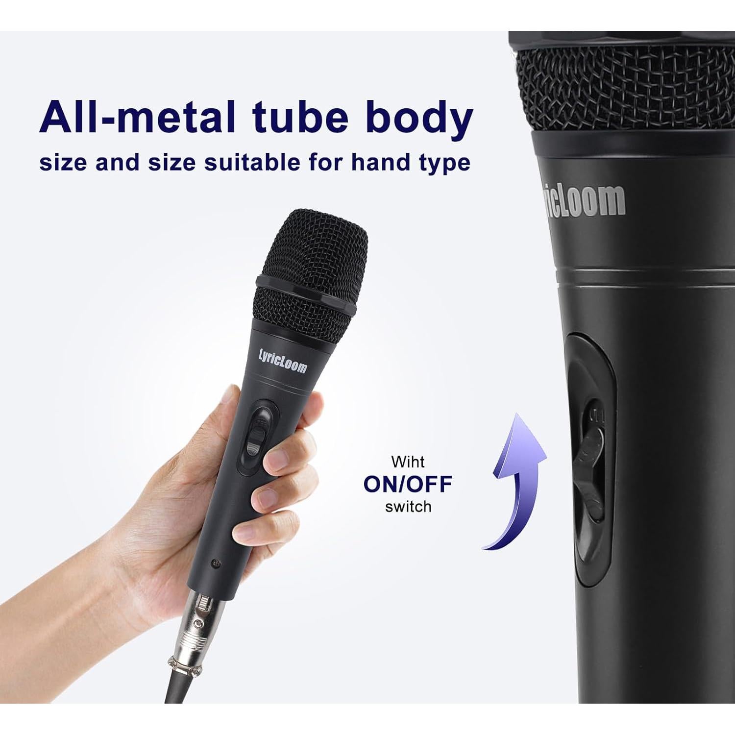 Micrófono dinámico profesional LyricLoom DM-12set con cable XLR 5m