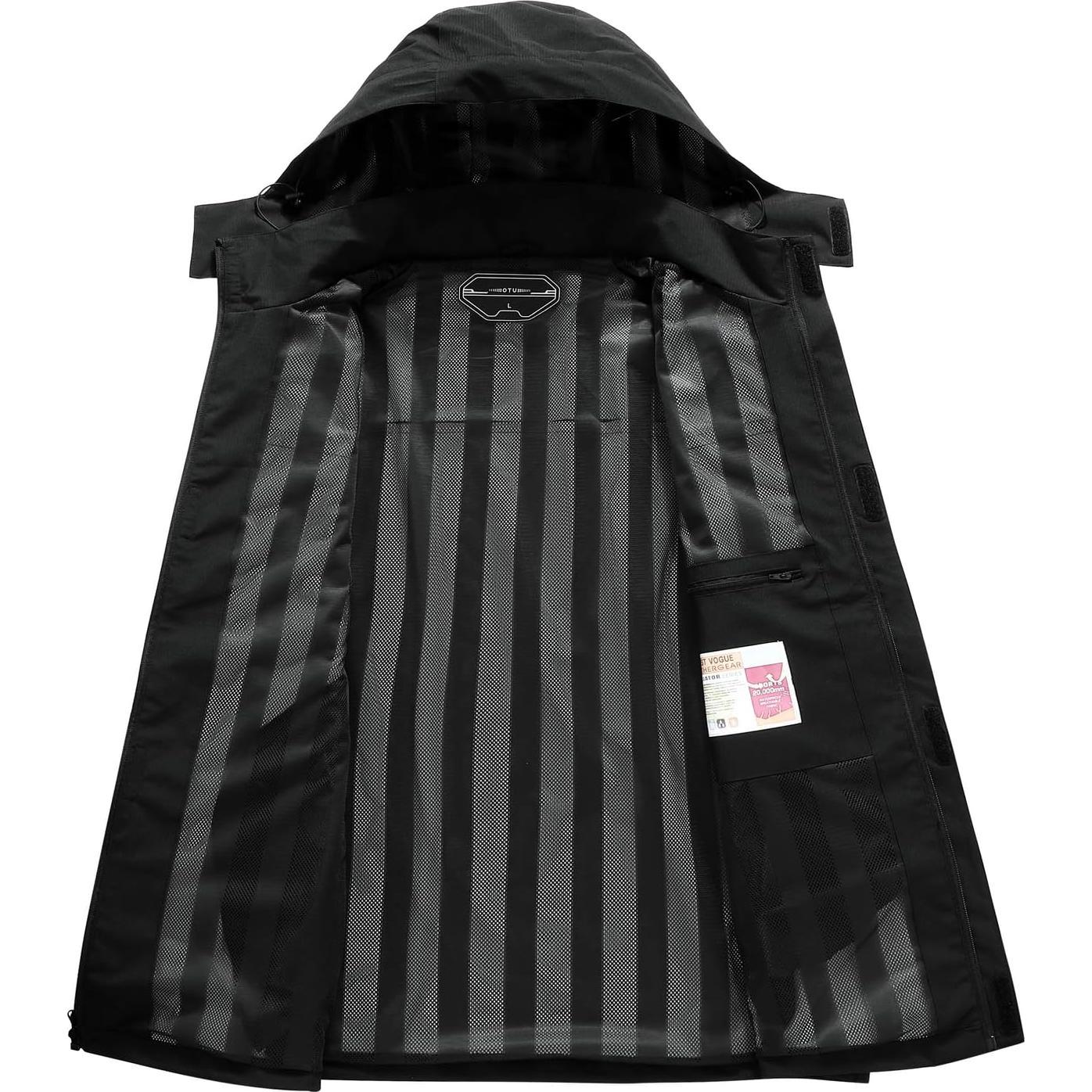 Chaqueta de Lluvia Impermeable OTU para Hombre - Negra - Ligera