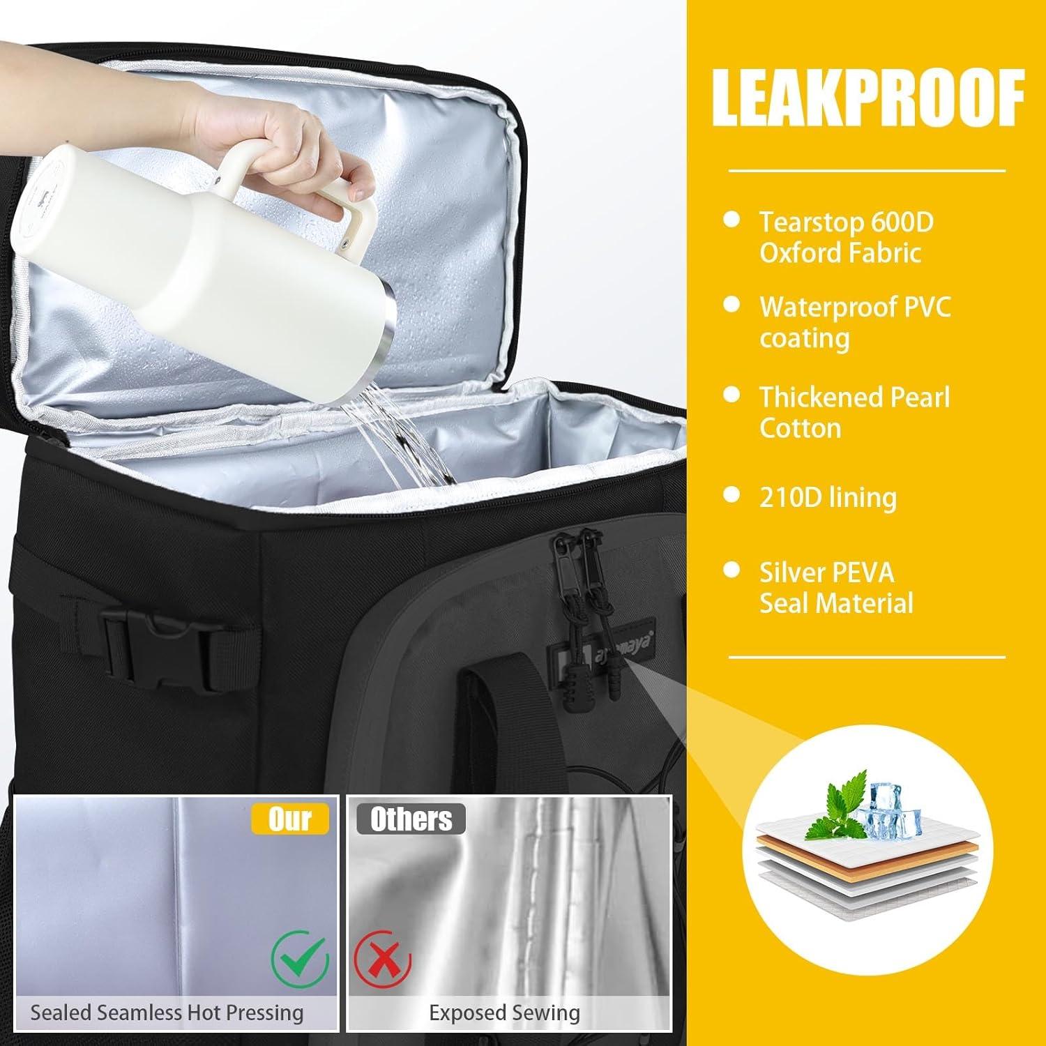 Mochila Enfriadora AYAMAYA 30L Aislada Impermeable Negra