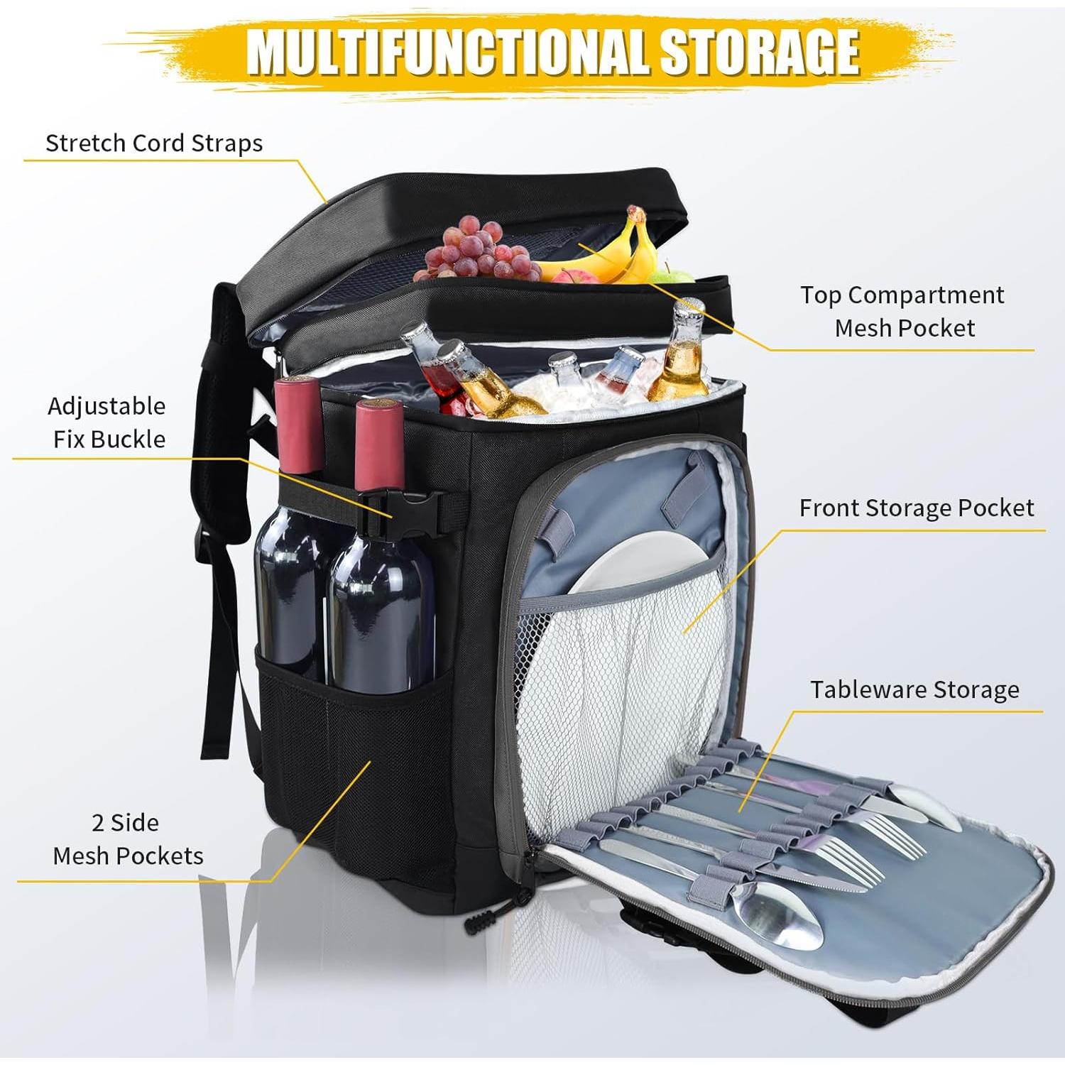 Mochila Enfriadora AYAMAYA 30L Aislada Impermeable Negra