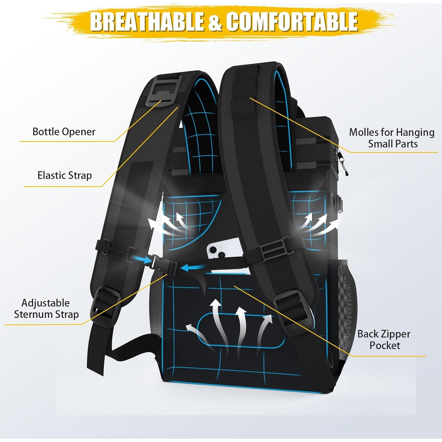 Mochila Enfriadora AYAMAYA 30L Aislada Impermeable Negra