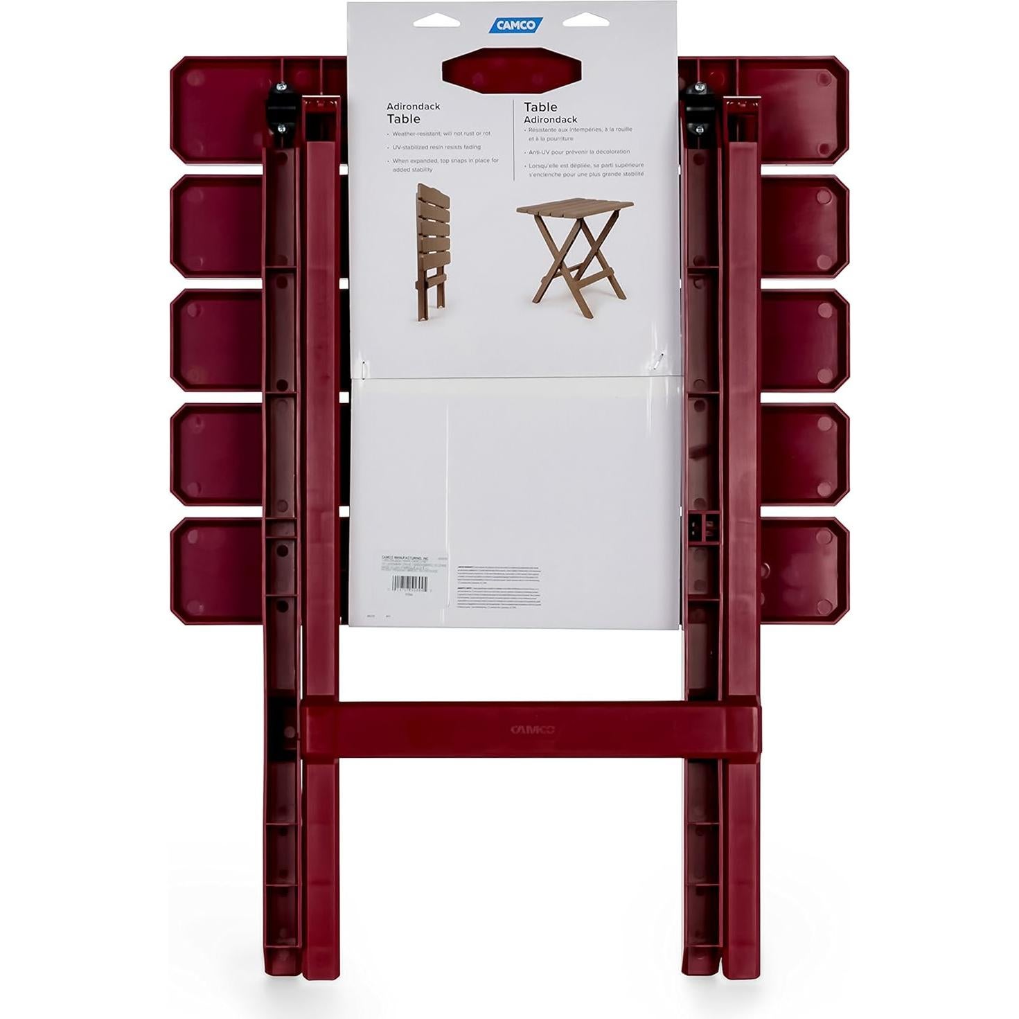 Mesa Lateral Plegable Camco 51694 Roja para Playa y Camping