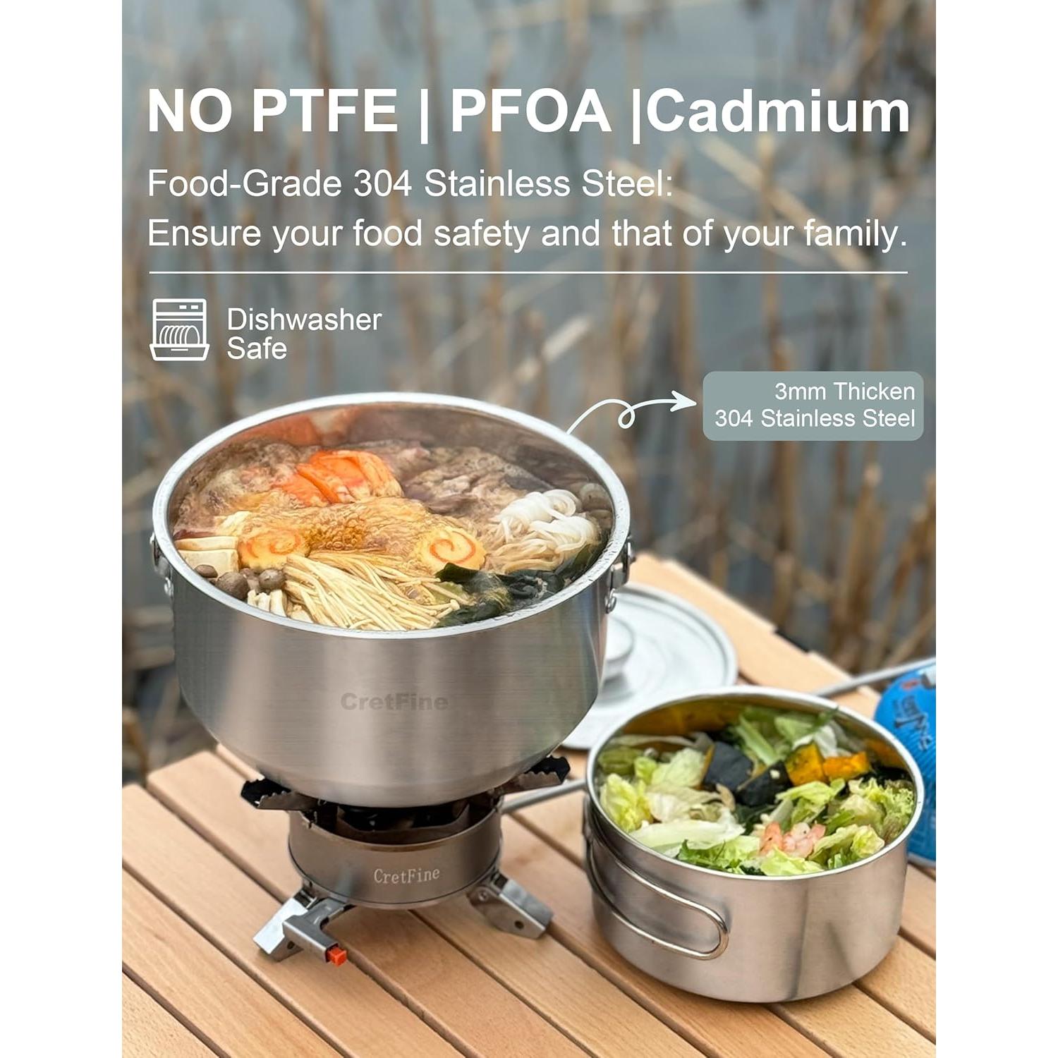 Juego de Cocina para Camping CretFine 26 Piezas Acero Inoxidable