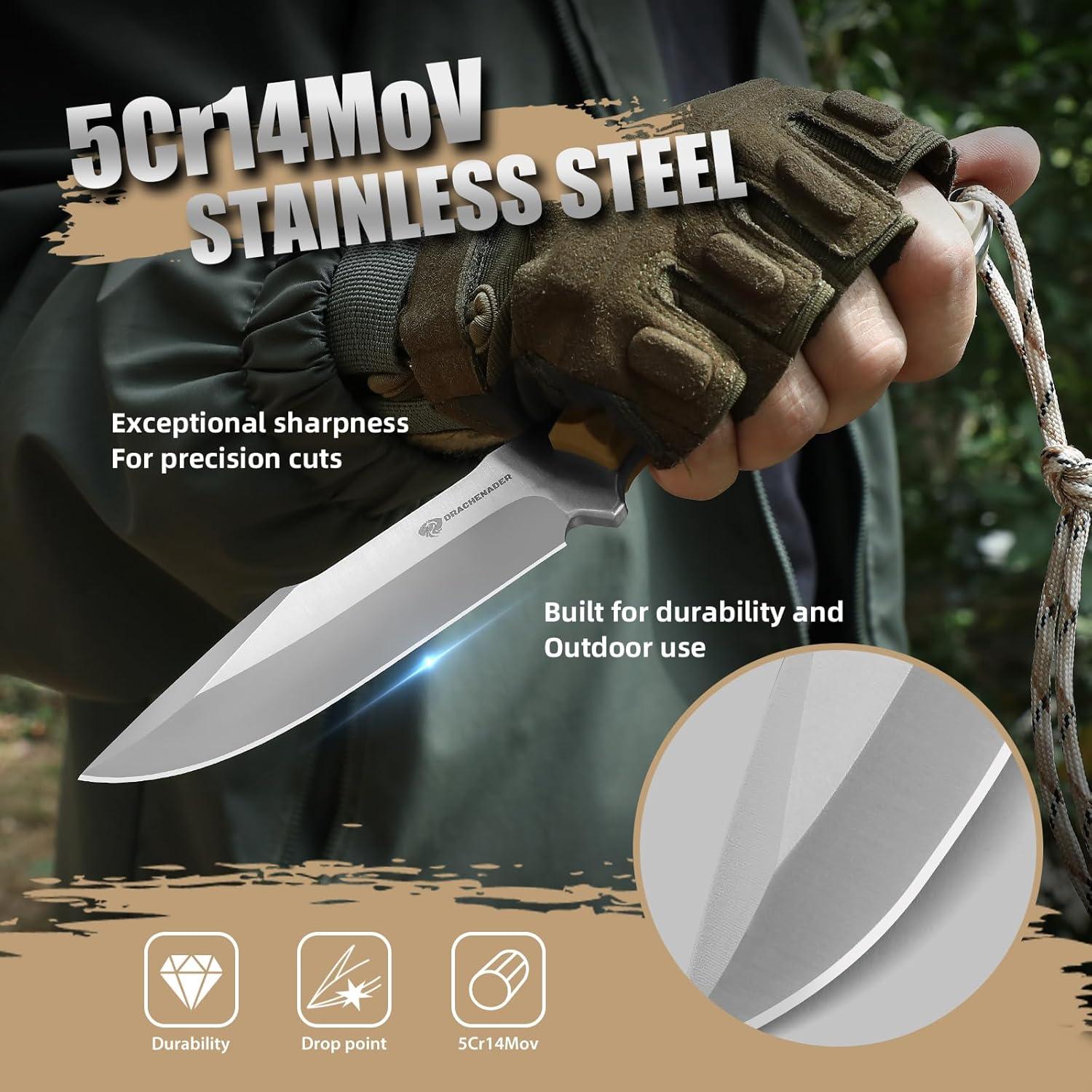 Cuchillo Fijo DRACHENADER 23.6cm Acero 5Cr14MoV con Funda