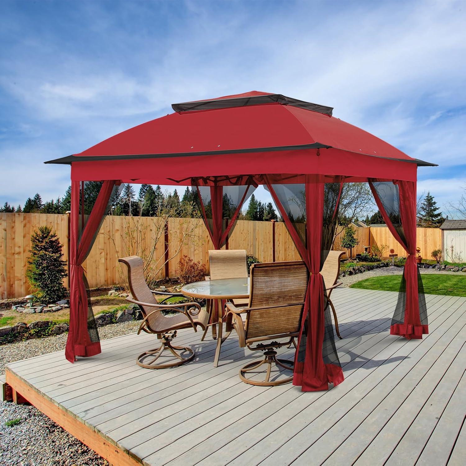 Gazebo Plegable EAGLE PEAK 11x11 con Malla y Toldos Rojo