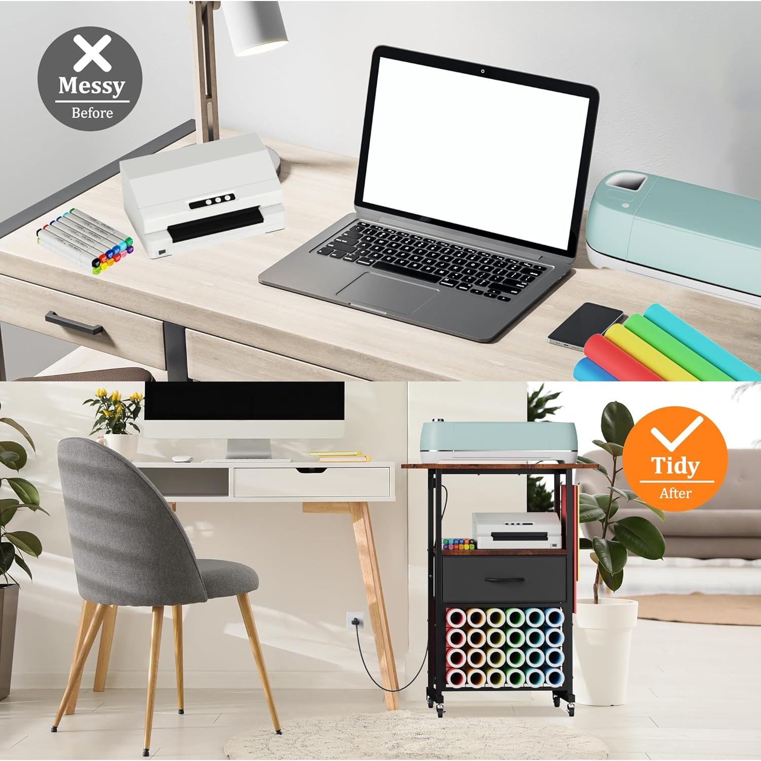 Carro de Manualidades Jchccu con Estación de Carga y 24 Soportes