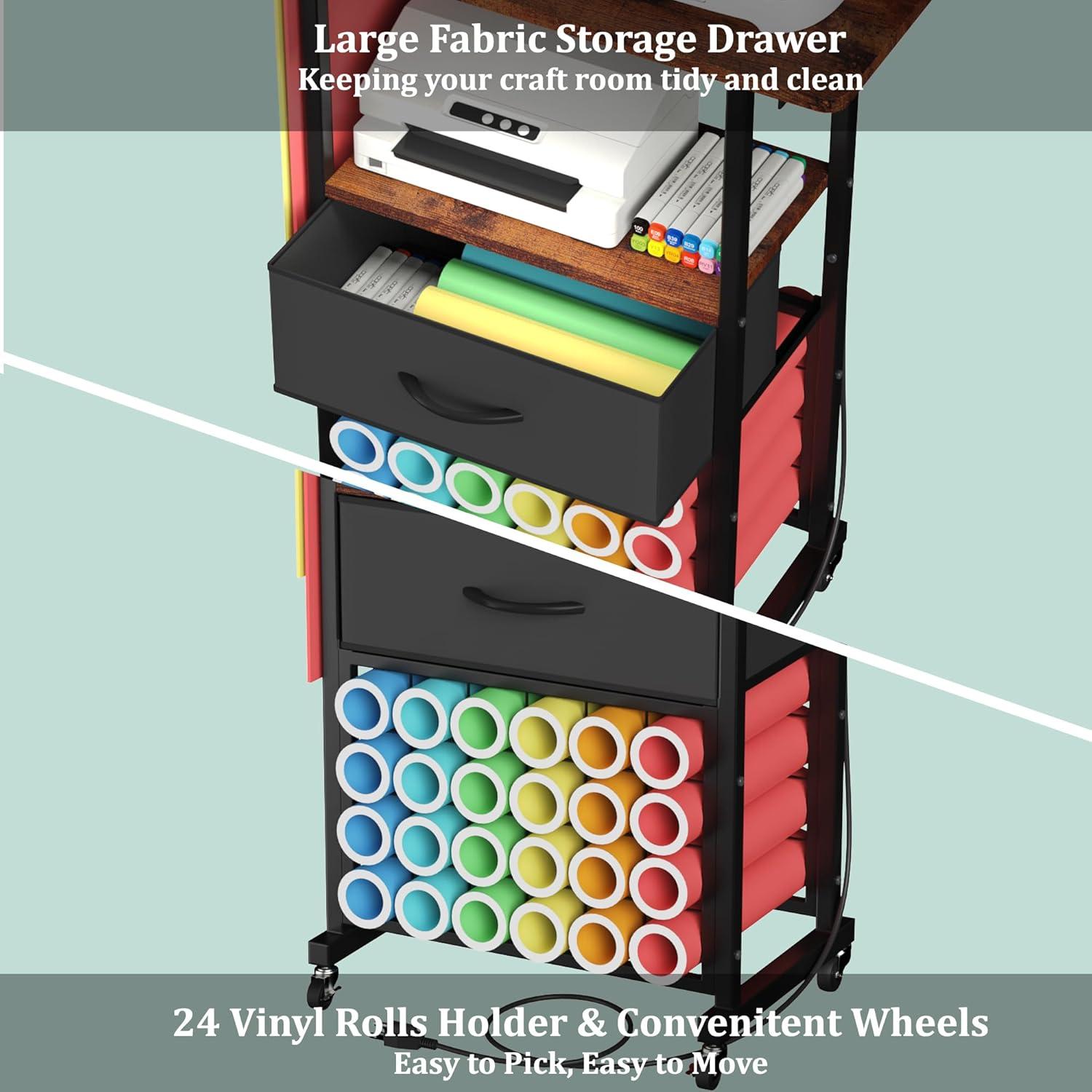 Carro de Manualidades Jchccu con Estación de Carga y 24 Soportes