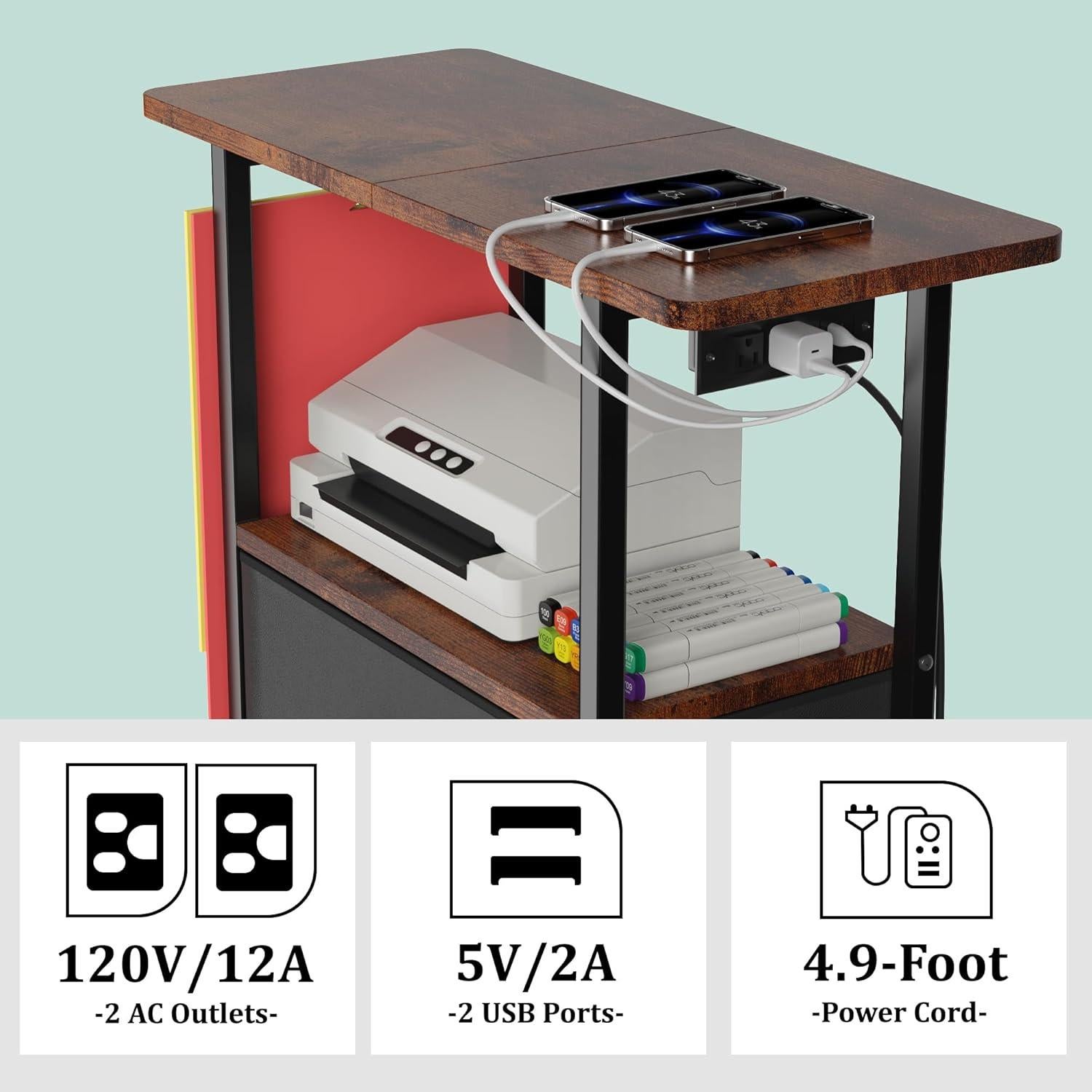 Carro de Manualidades Jchccu con Estación de Carga y 24 Soportes