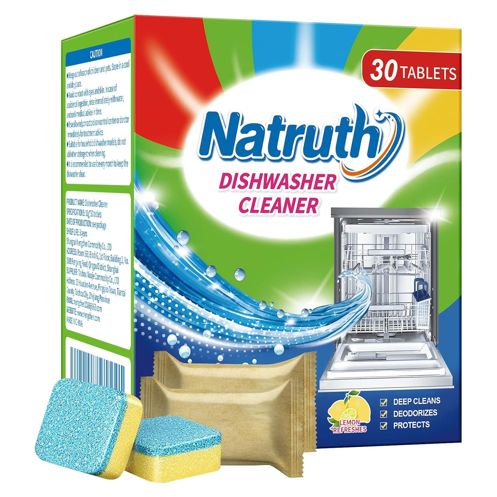 Limpiador y Desodorante para Lavavajillas NATRUTH - 30 Tabletas Aroma Limón