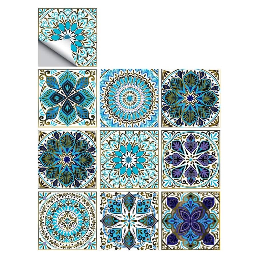 Calcomanías de Azulejo Mandala Jacklove 25 Piezas 10x10cm