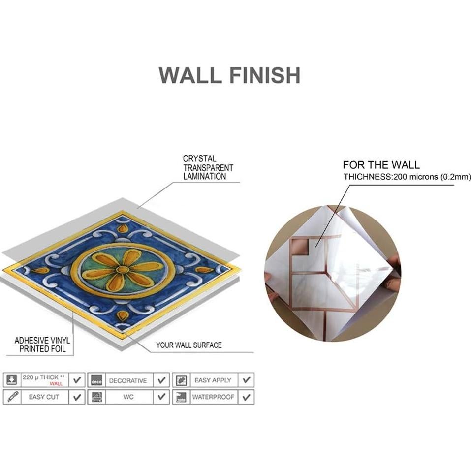 Calcomanías de Azulejo Mandala Jacklove 25 Piezas 10x10cm