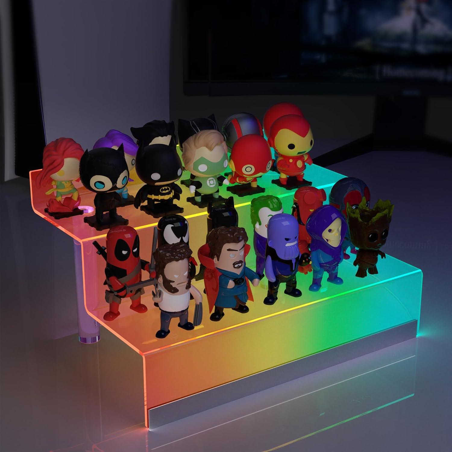 Organizador acrílico de 30.48 cm con luz LED - Soporte para perfumes y figuras