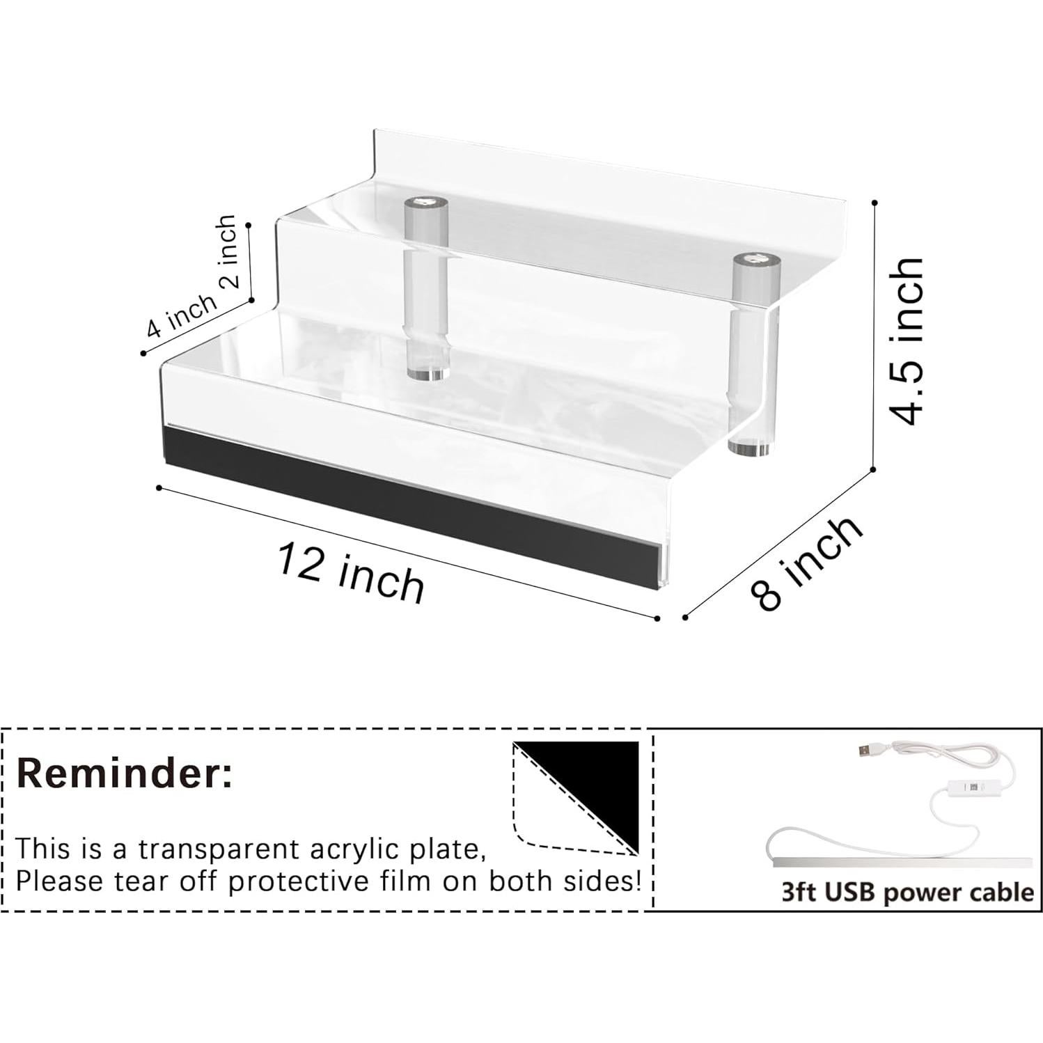 Organizador acrílico de 30.48 cm con luz LED - Soporte para perfumes y figuras