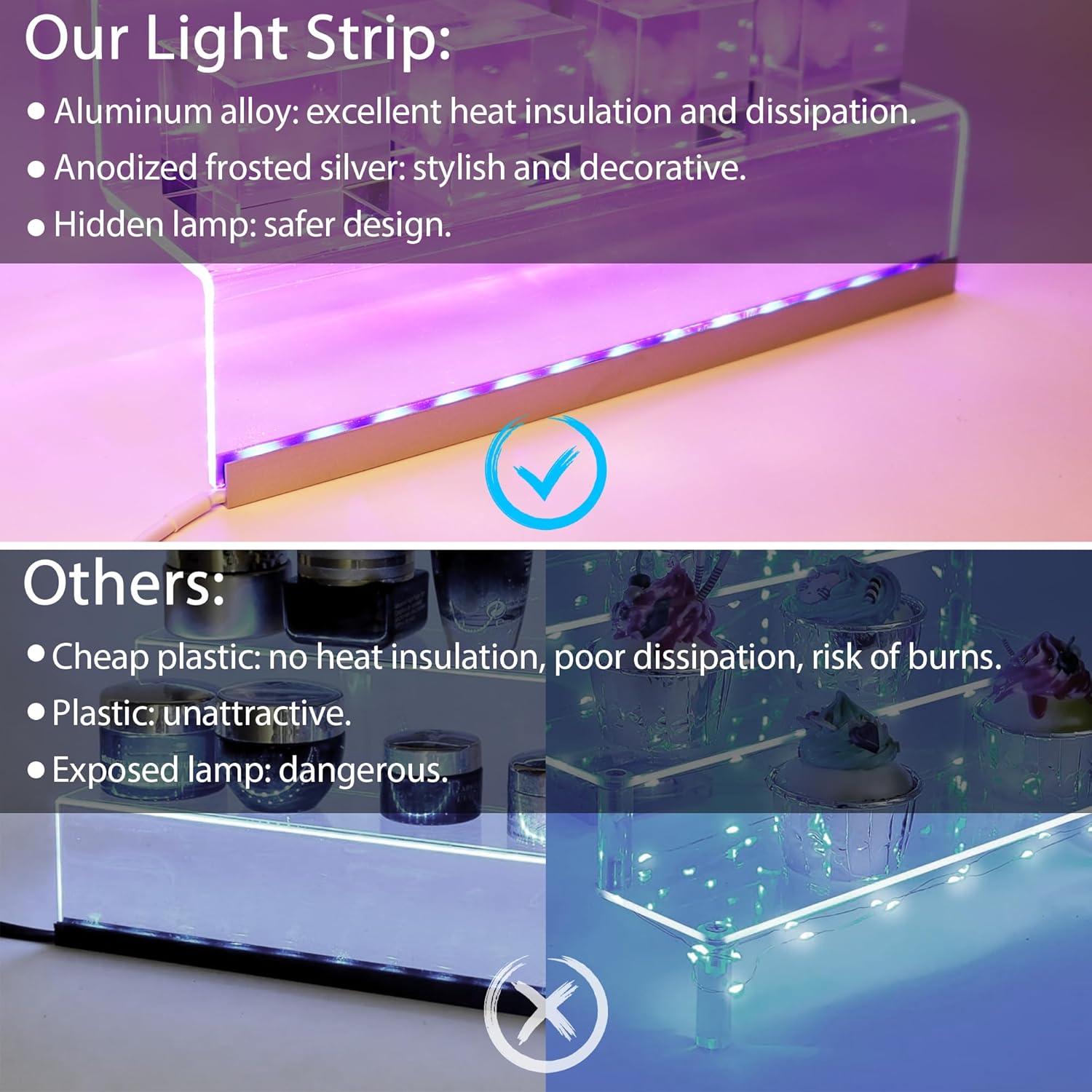 Organizador acrílico de 30.48 cm con luz LED - Soporte para perfumes y figuras