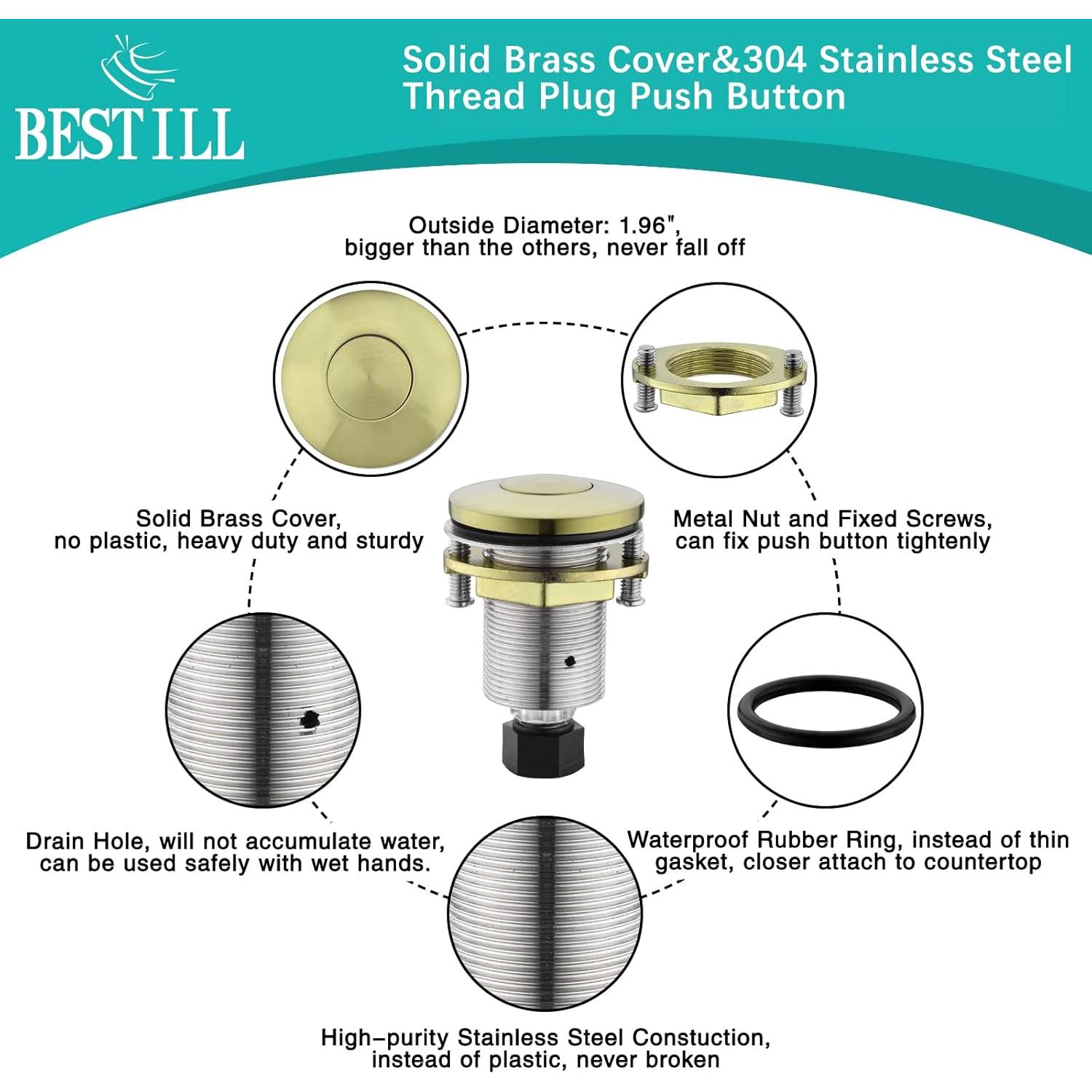 Interruptor de Aire BESTILL Oro Cepillado 2.5 HP para Descomponedores