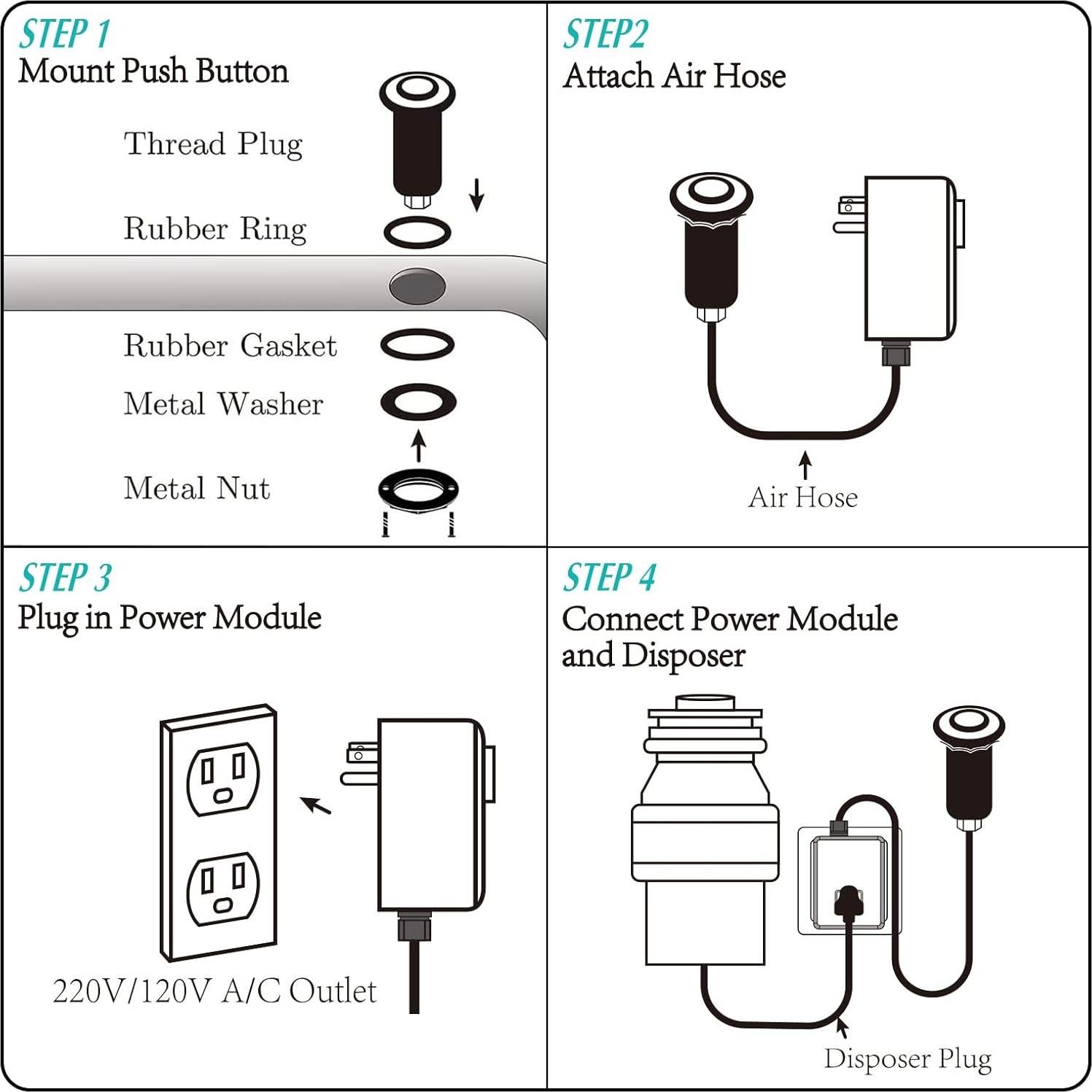 Interruptor de Aire BESTILL Oro Cepillado 2.5 HP para Descomponedores