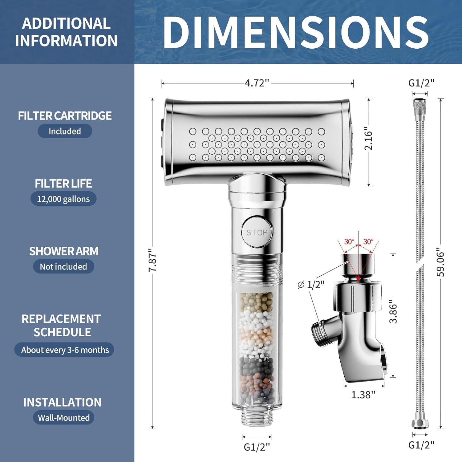 Cabezal de Ducha KAIYING Alta Presión 4 Modos Filtrado Cromo