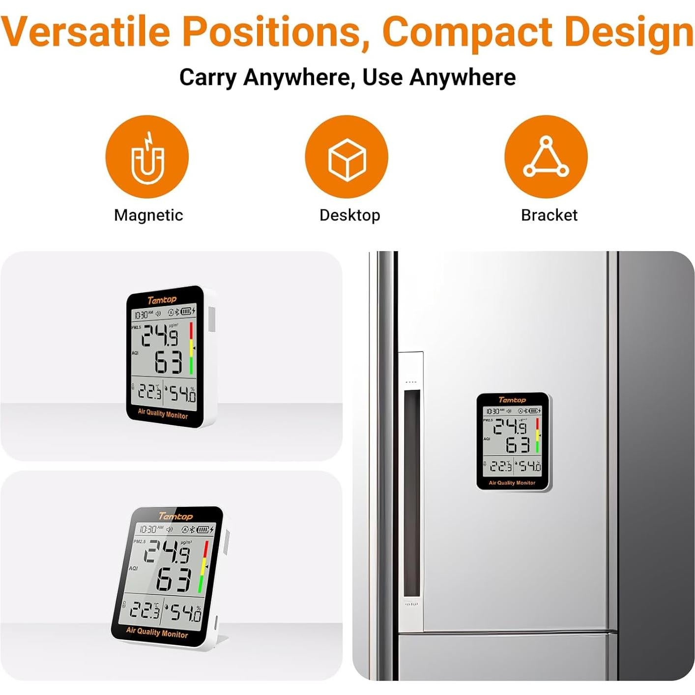 Monitor de Calidad del Aire Temtop S1+ con PM2.5 y Humedad