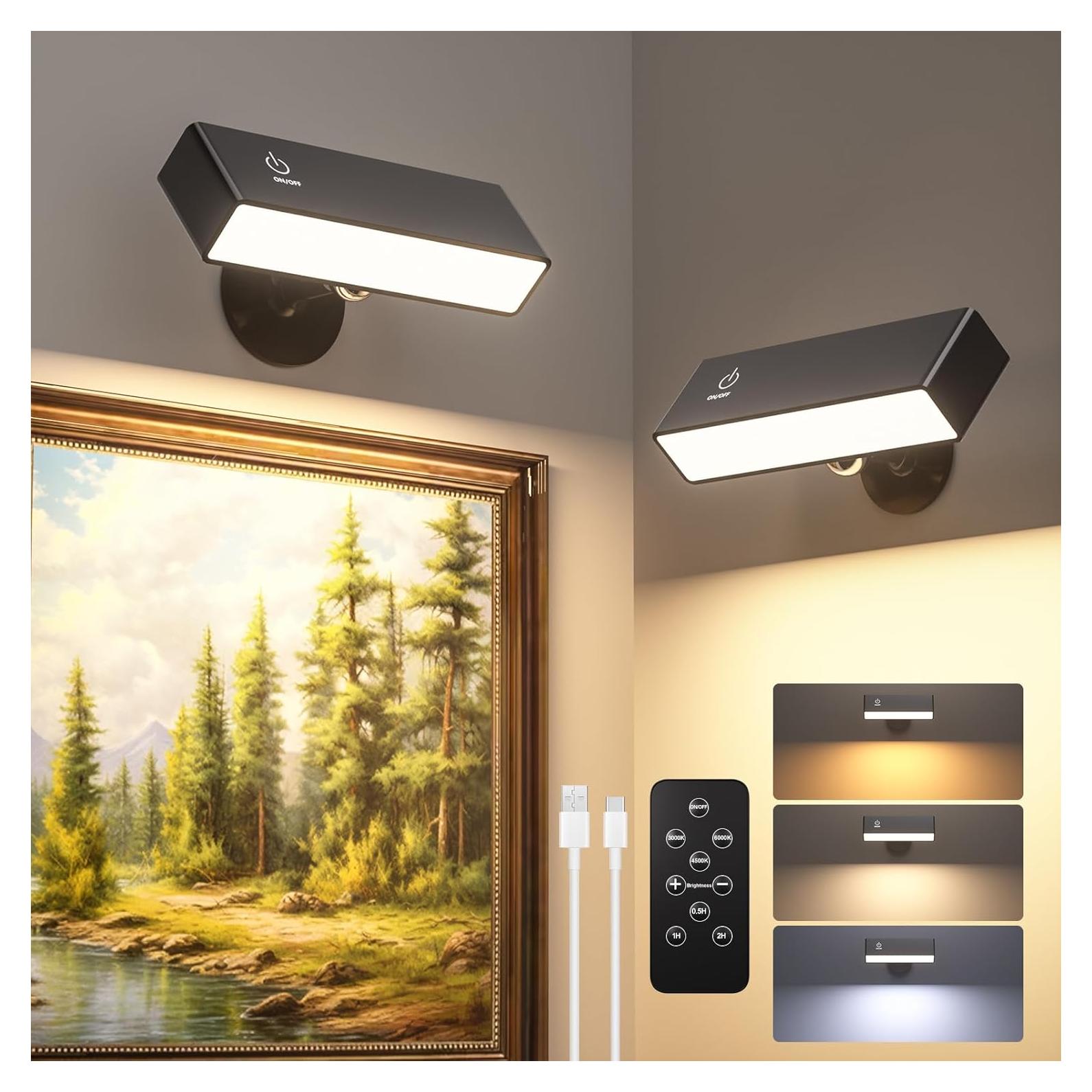 2 Apliques de Pared Recargables DetarZinLED con Control Remoto