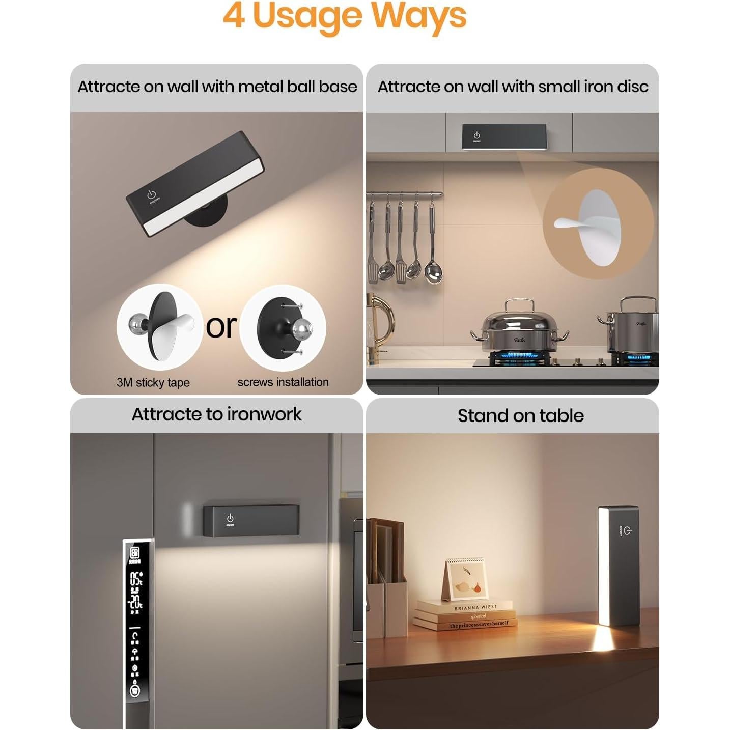 2 Apliques de Pared Recargables DetarZinLED con Control Remoto