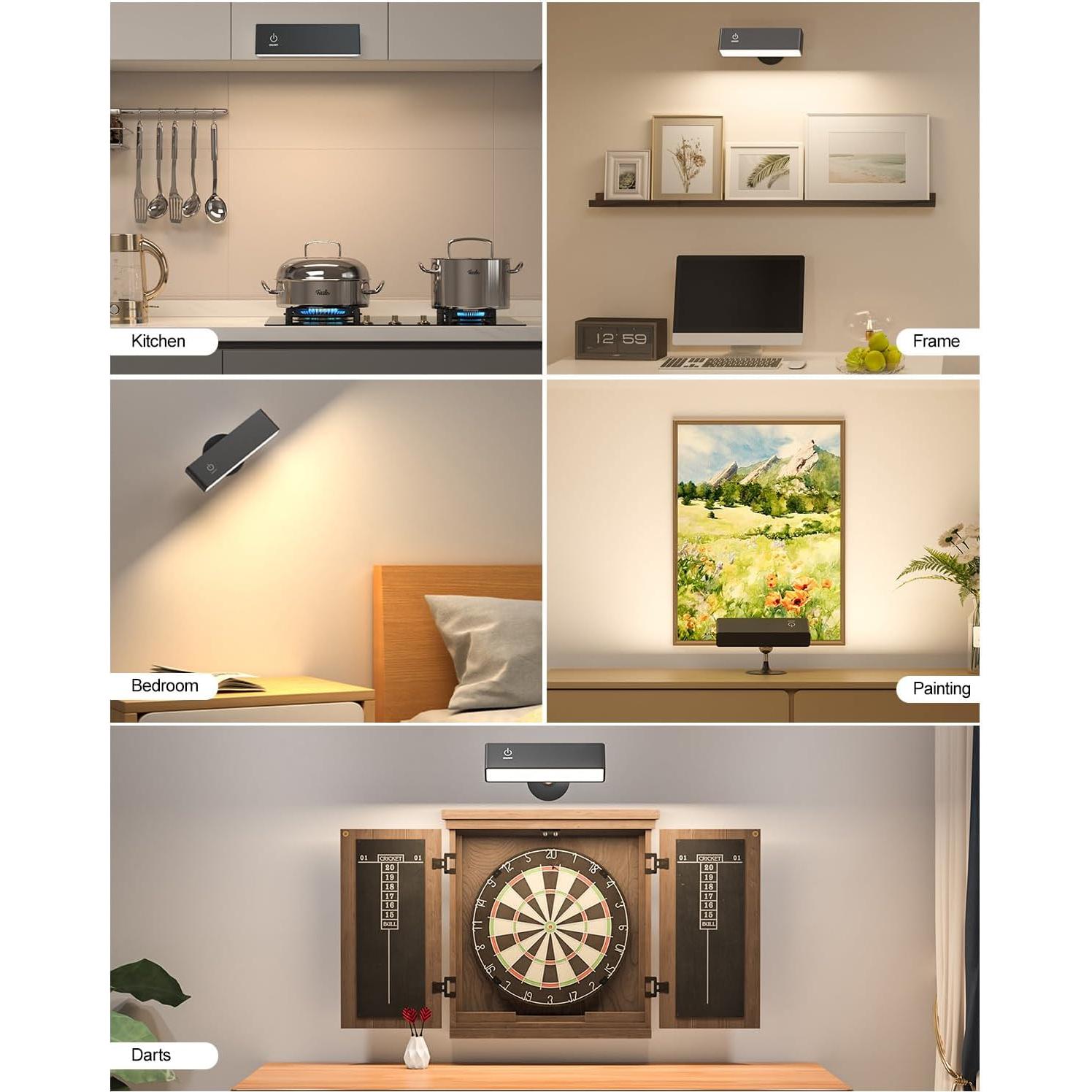 2 Apliques de Pared Recargables DetarZinLED con Control Remoto