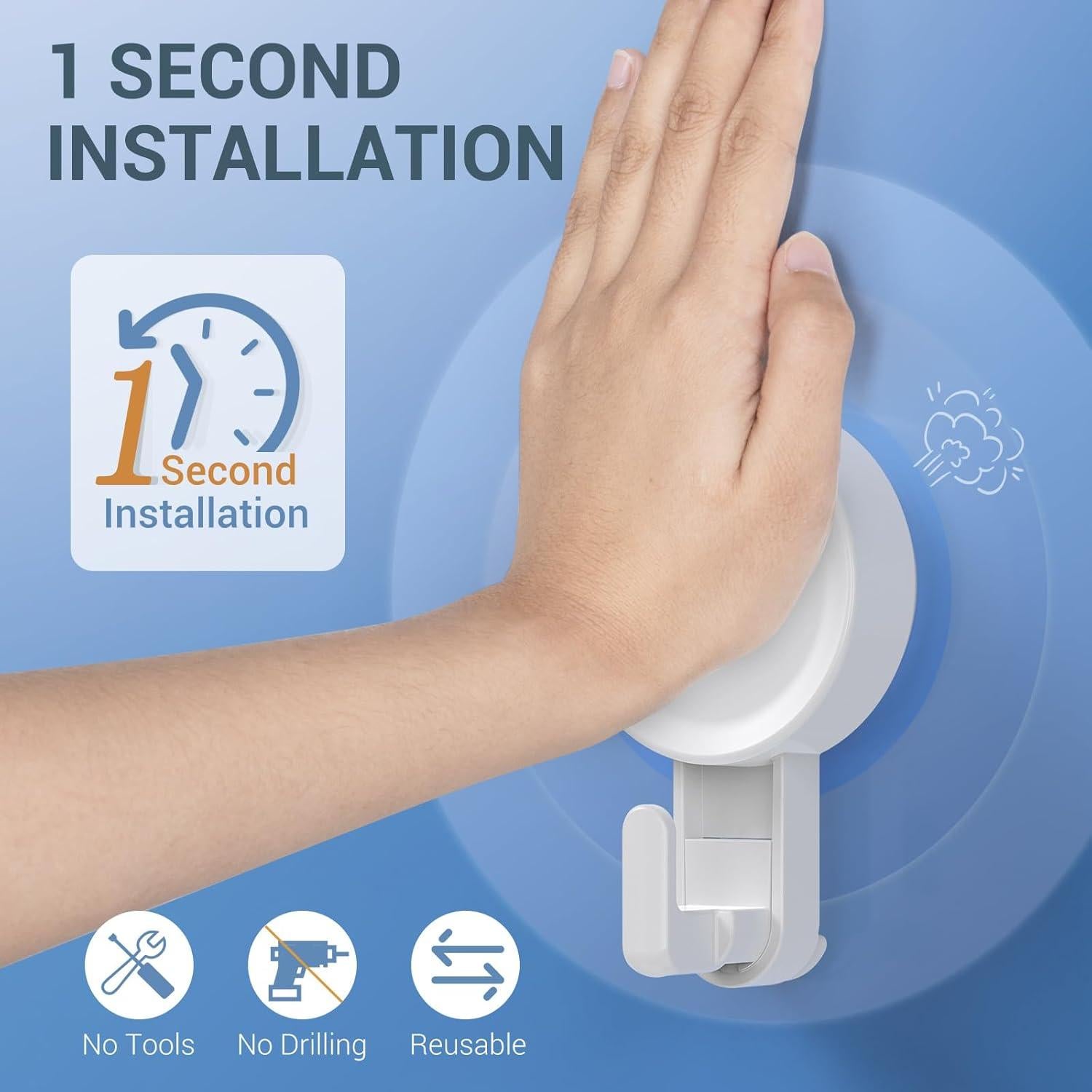 Ganchos de Ducha Teletrogy 4 Pack Ventosa Alta Resistencia 5 kg