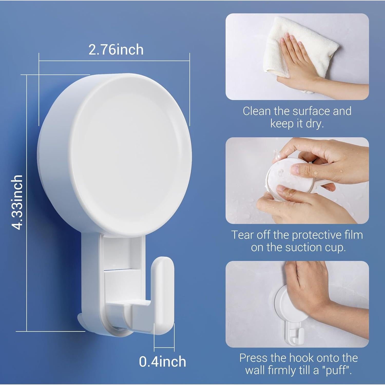 Ganchos de Ducha Teletrogy 4 Pack Ventosa Alta Resistencia 5 kg