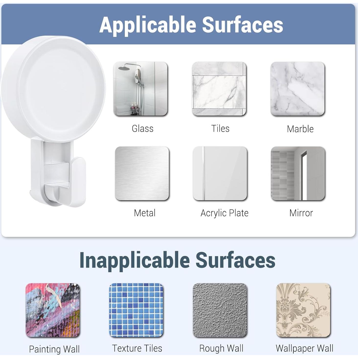 Ganchos de Ducha Teletrogy 4 Pack Ventosa Alta Resistencia 5 kg