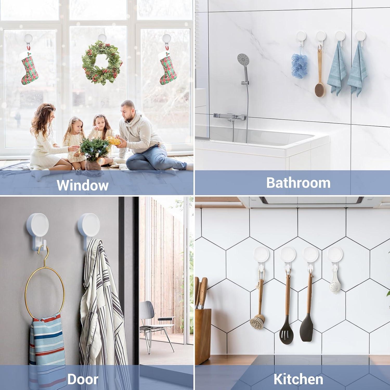 Ganchos de Ducha Teletrogy 4 Pack Ventosa Alta Resistencia 5 kg