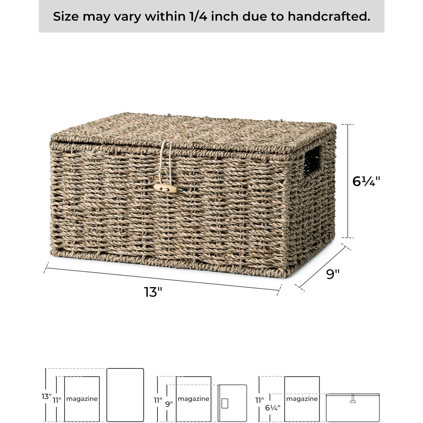 Cesta de Mimbre StorageWorks con Tapa 33x23x15.9 cm Natural