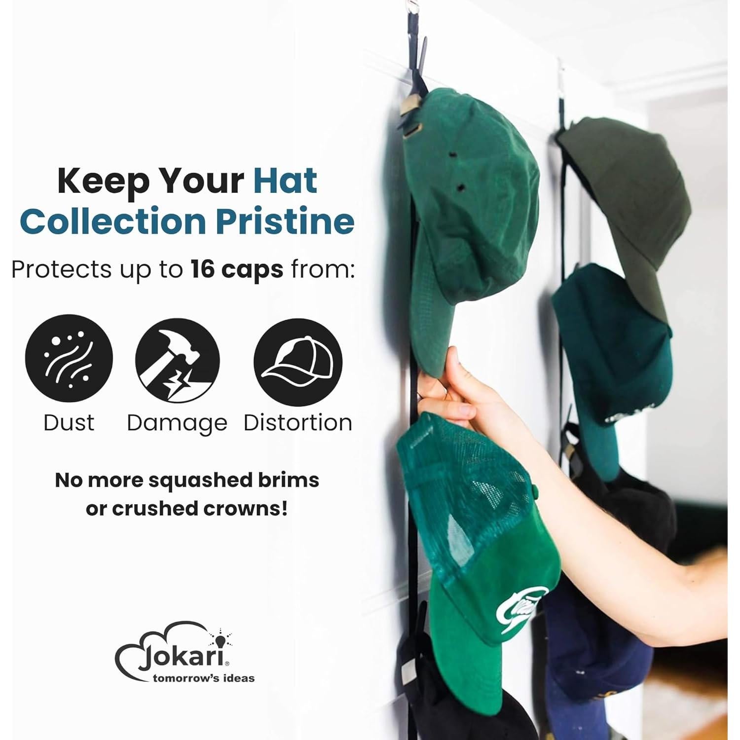 Organizador de Gorras sobre la Puerta Jokari 2 Piezas Soporta 16 Gorras