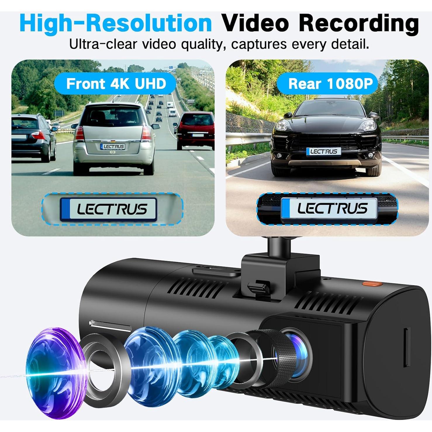 Cámara Dash 4K Lectrus K17 con 3 Canales y GPS