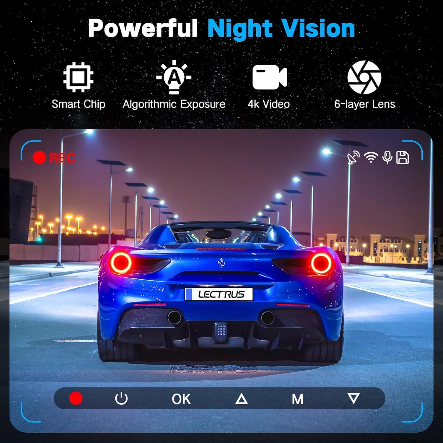 Cámara Dash 4K Lectrus K17 con 3 Canales y GPS