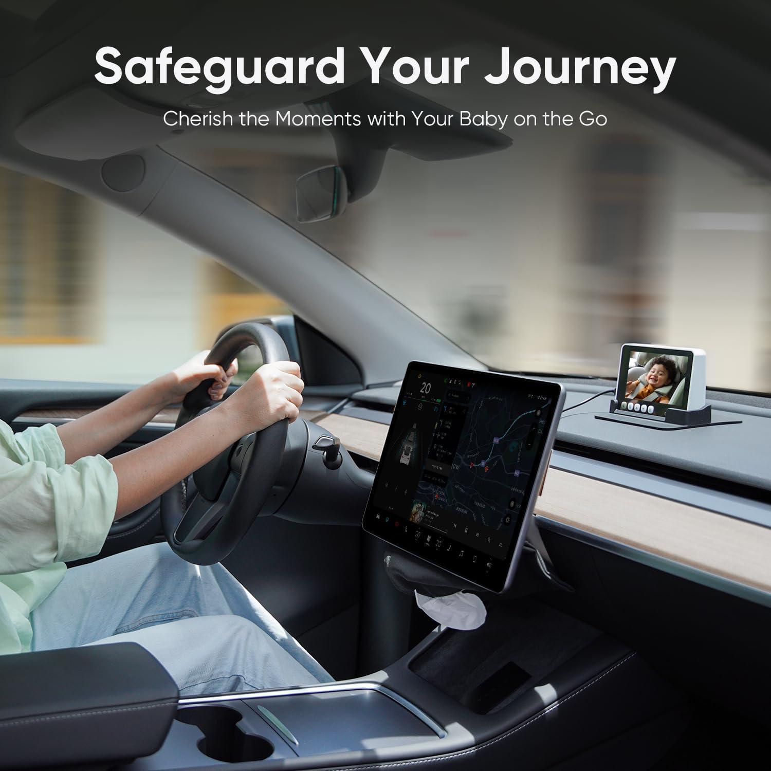 Cámara de Coche para Bebés Bonoch 5" 1440P Rotativa 360°