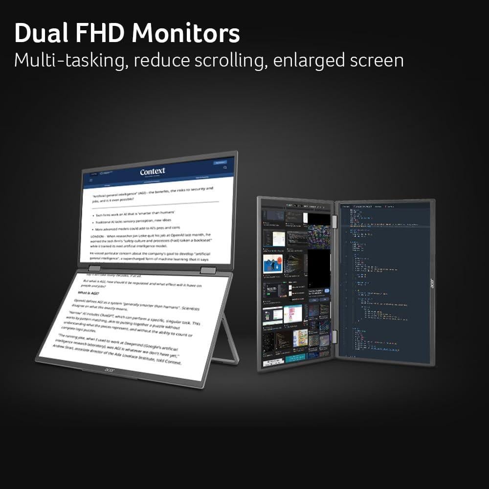 Monitor Doble Portátil Acer PD193Q 18.5" FHD Plegable