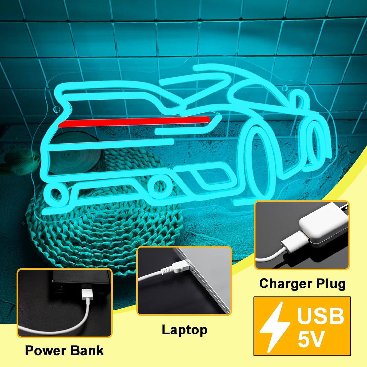 Luz de Neón LED Foxiden Coche Azul Dimmable USB 39.9x21.1cm