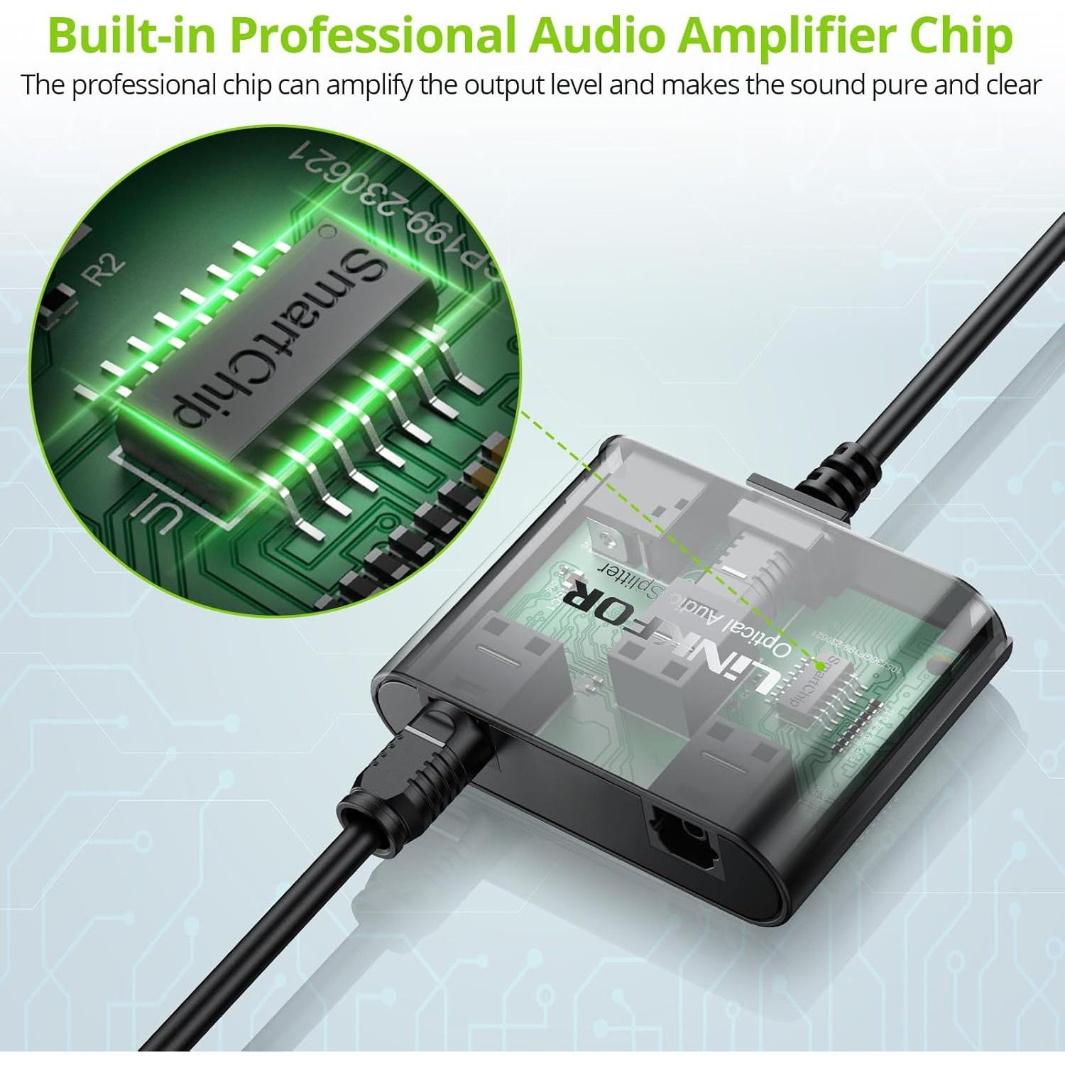 Divisor Óptico Digital Toslink 1x2 LiNKFOR 1m para Audio