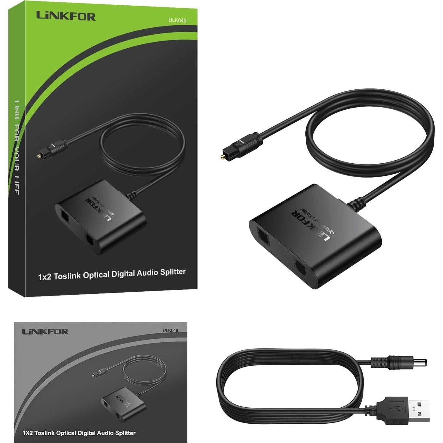 Divisor Óptico Digital Toslink 1x2 LiNKFOR 1m para Audio