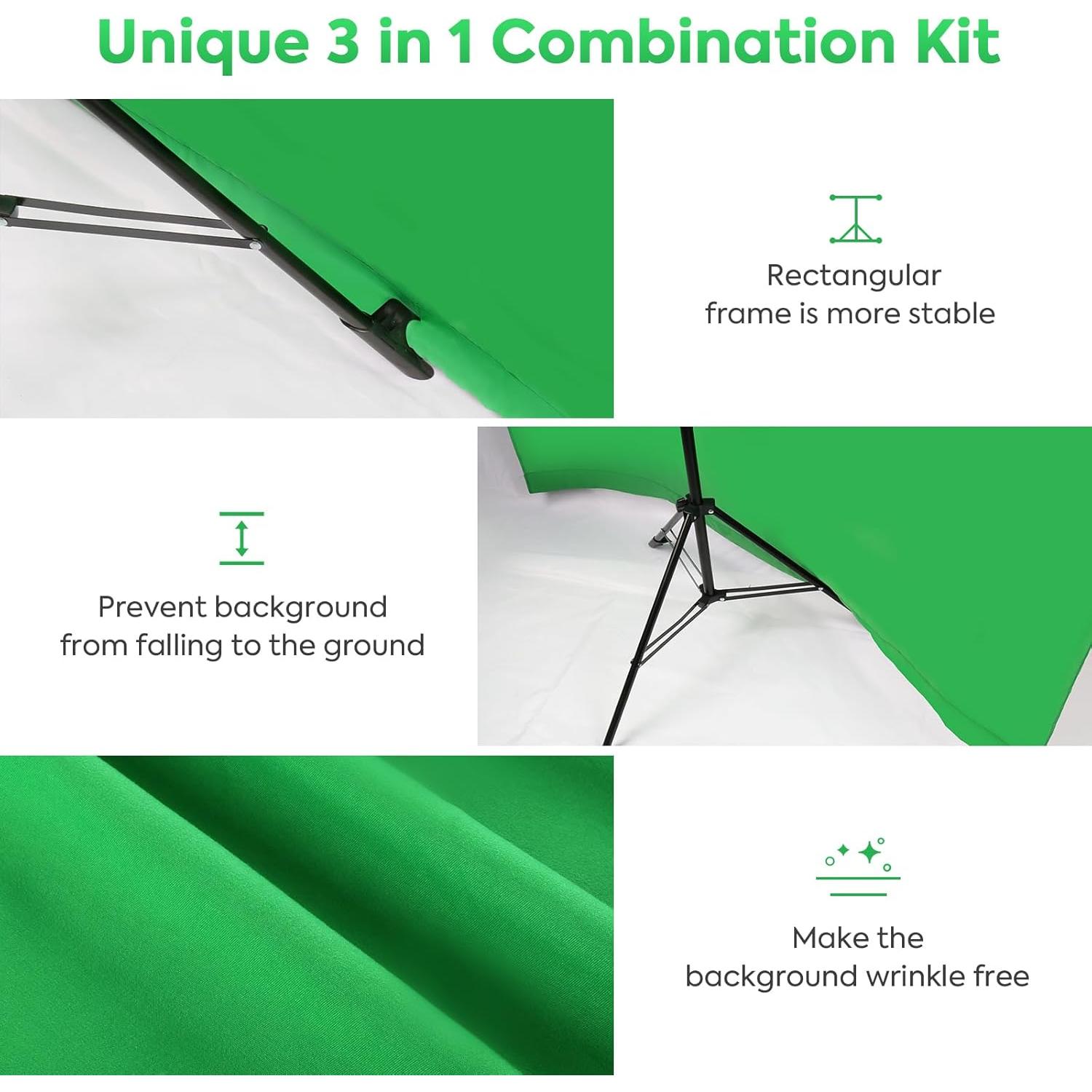 Soporte de fondo versátil SEDGEWIN 2x2m Chromakey blanco y verde