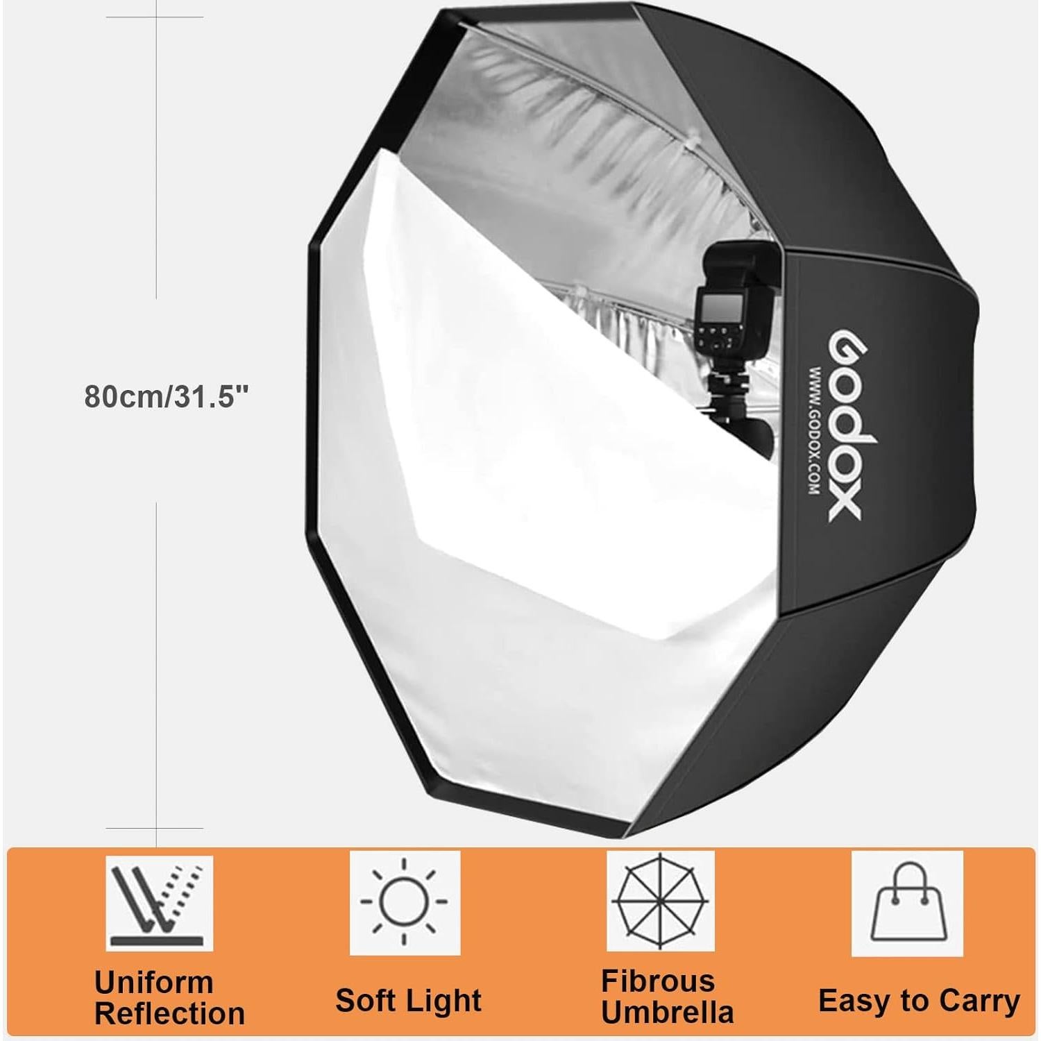 Kit Softbox Octagonal 80cm Godox con Rejilla y Bolsa