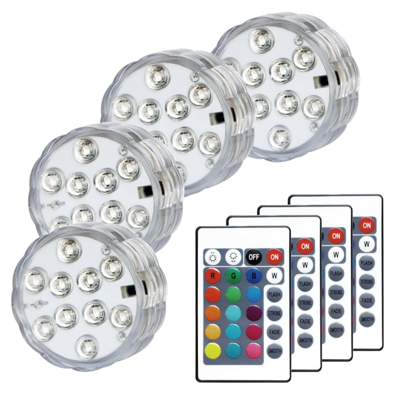 Luces LED sumergibles Tripop TP-SLL2RGBR4 con control remoto