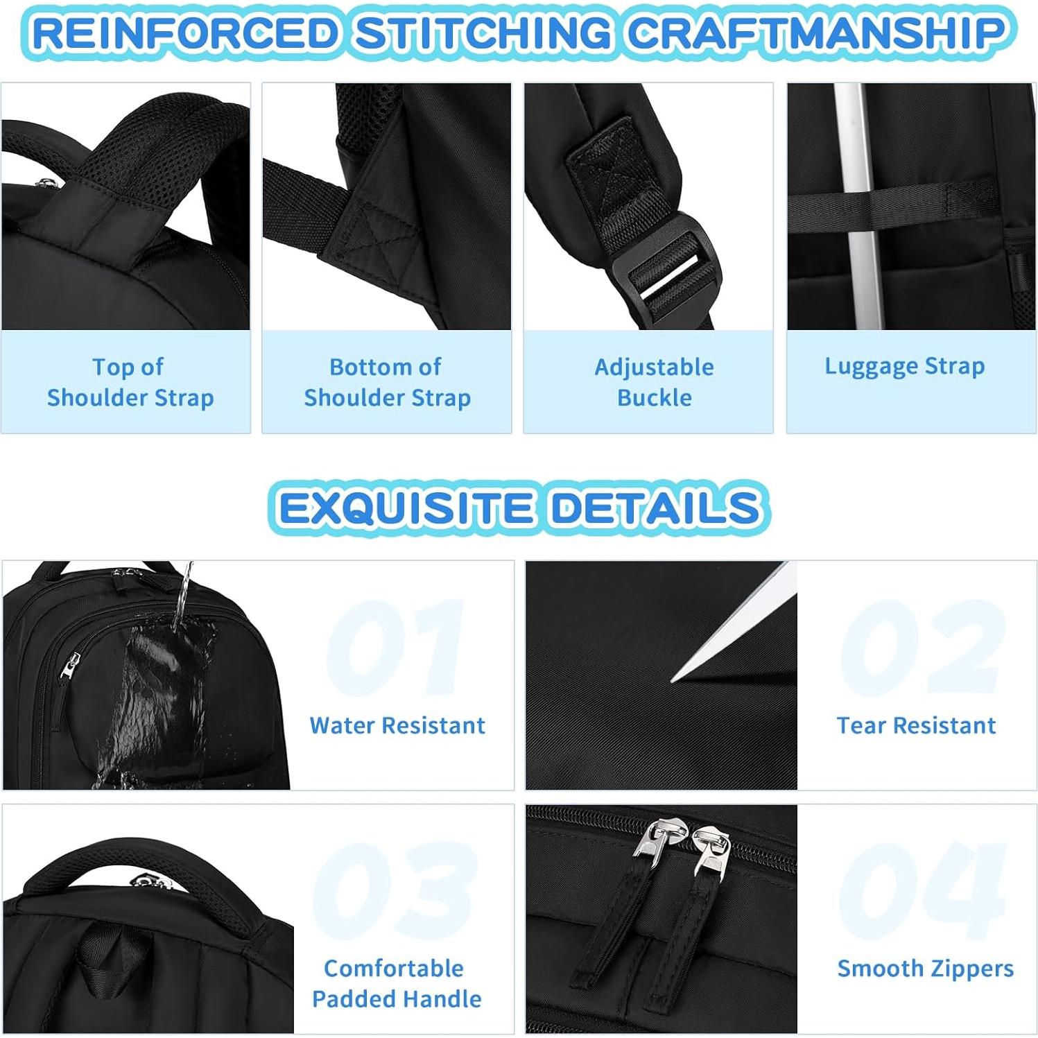 Mochila Escolar Niños ASKSKY con Estuche Negro 45x20x33 cm