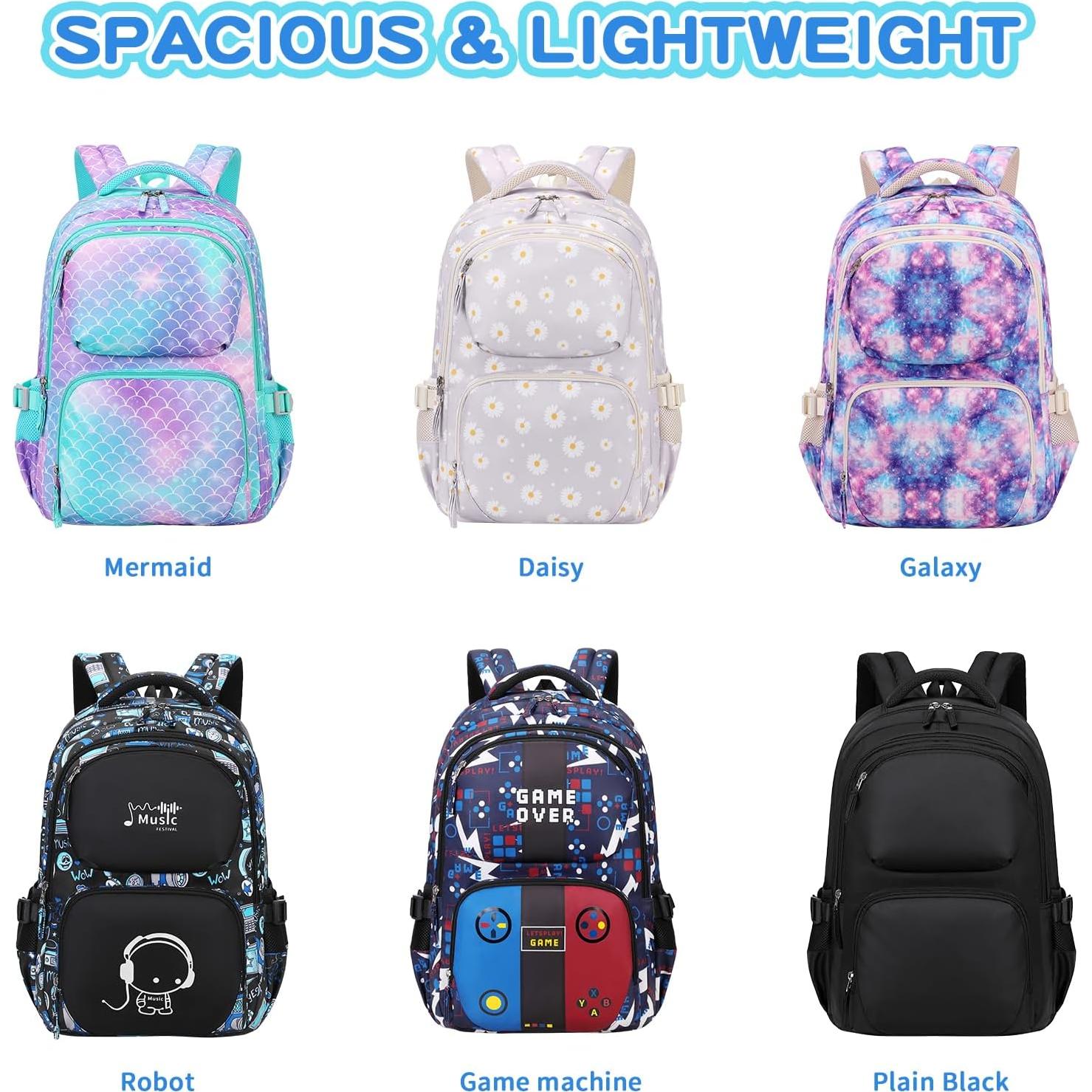 Mochila Escolar Niños ASKSKY con Estuche Negro 45x20x33 cm