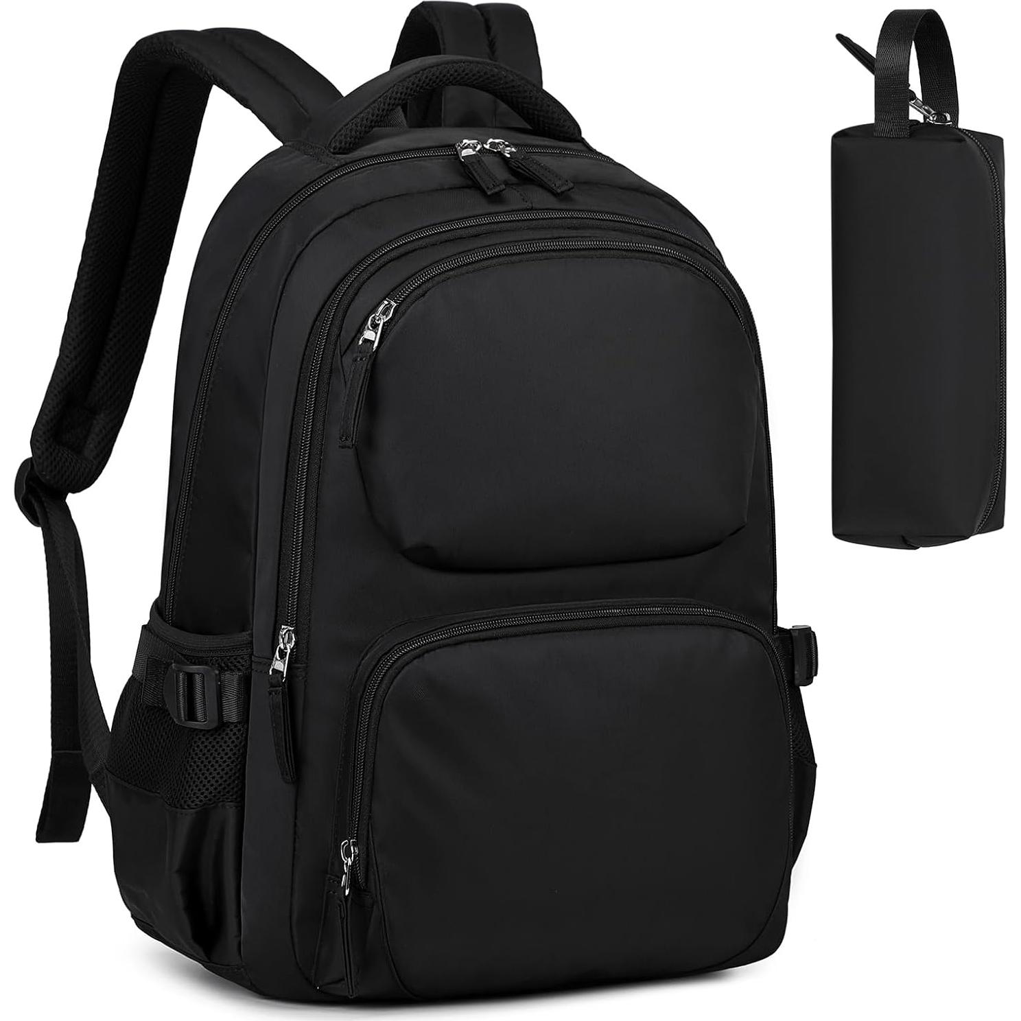 Mochila Escolar Niños ASKSKY con Estuche Negro 45x20x33 cm