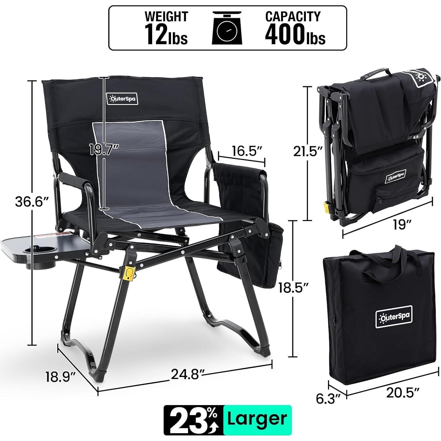 Silla de Camping Plegable OuterSpa con Mesa y Bolsa Enfriadora